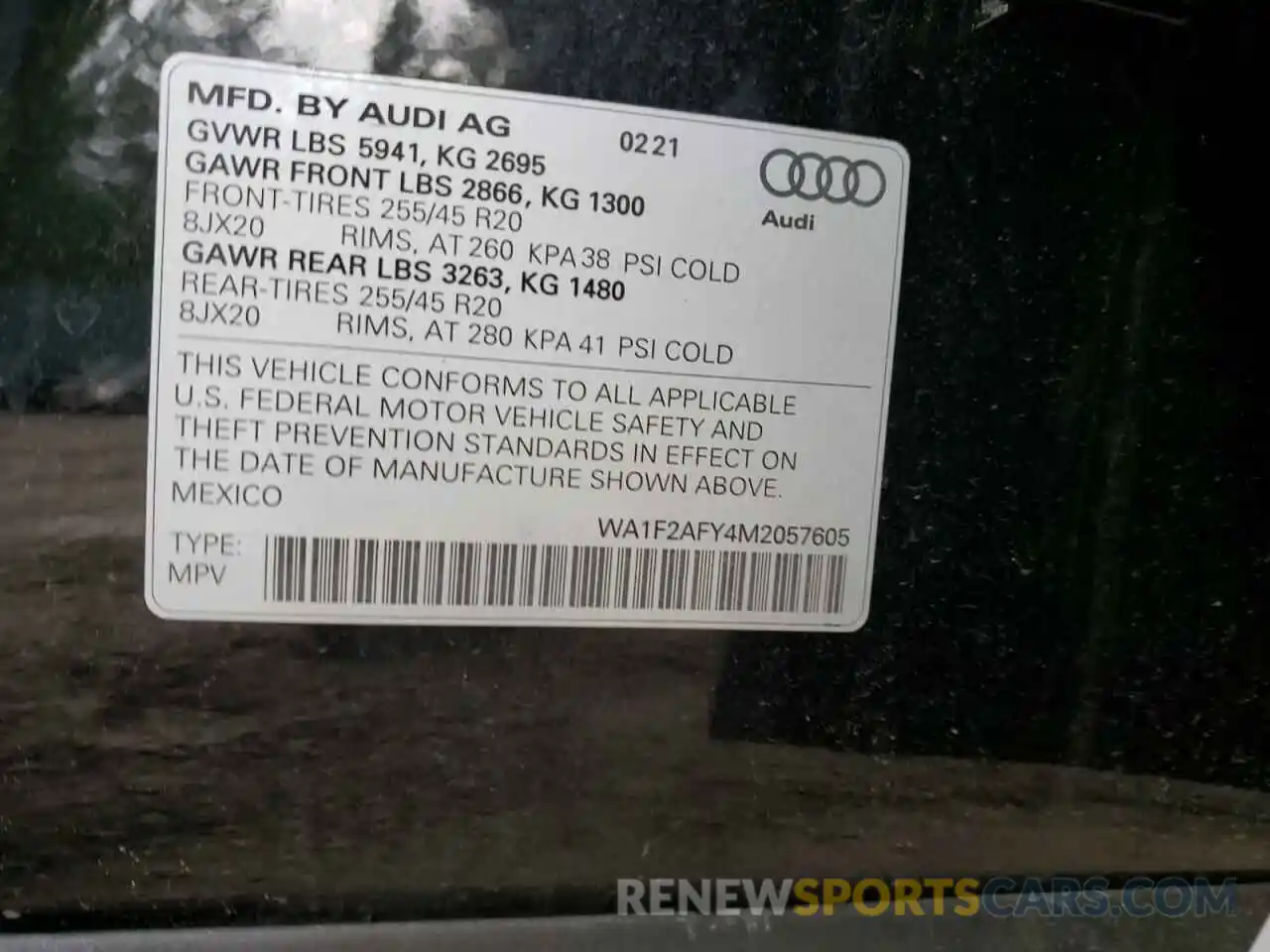 10 Фотография поврежденного автомобиля WA1F2AFY4M2057605 AUDI Q5 2021