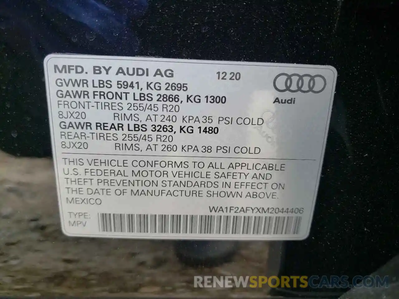 10 Photograph of a damaged car WA1F2AFYXM2044406 AUDI Q5 2021