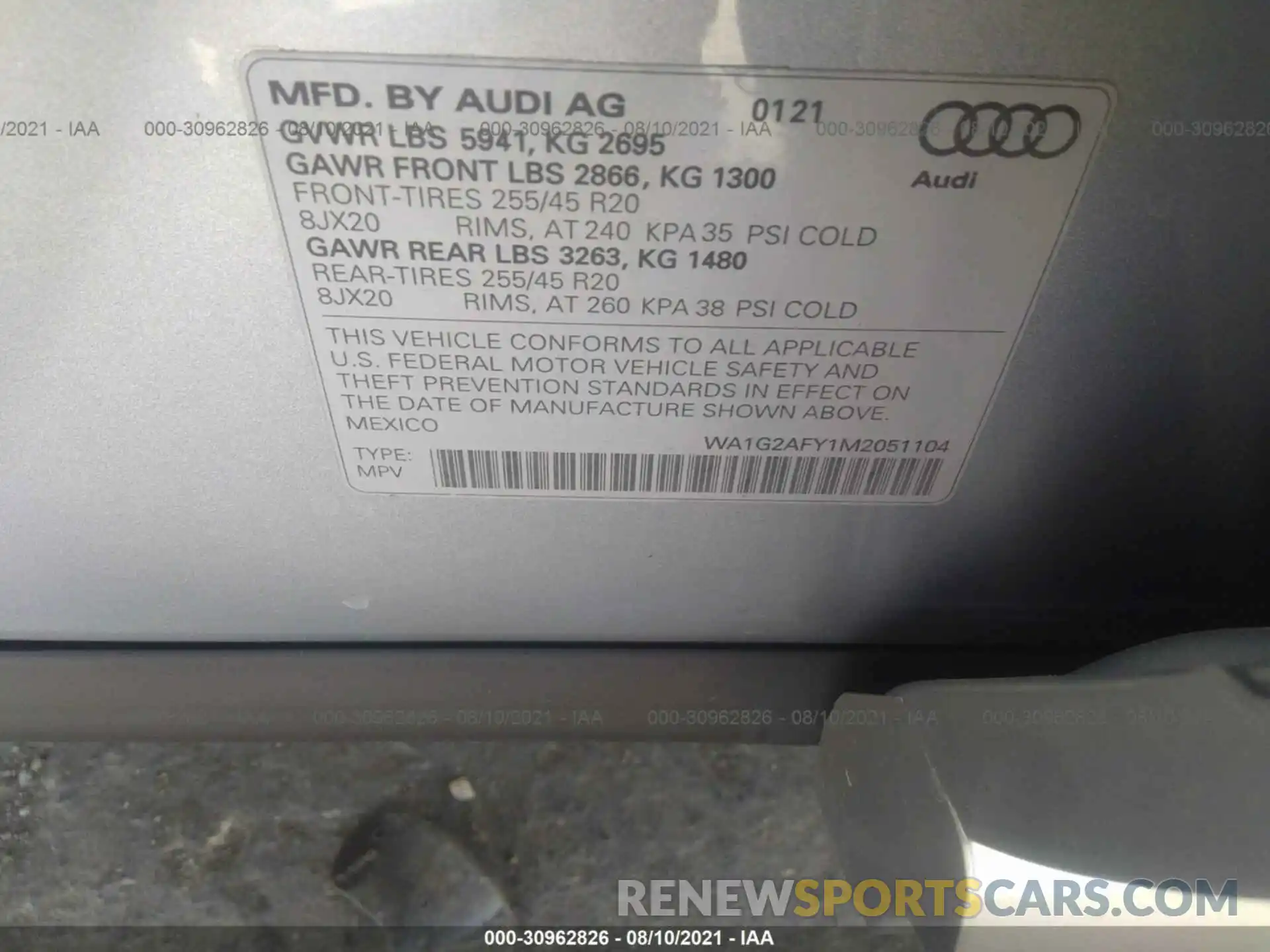 9 Фотография поврежденного автомобиля WA1G2AFY1M2051104 AUDI Q5 2021