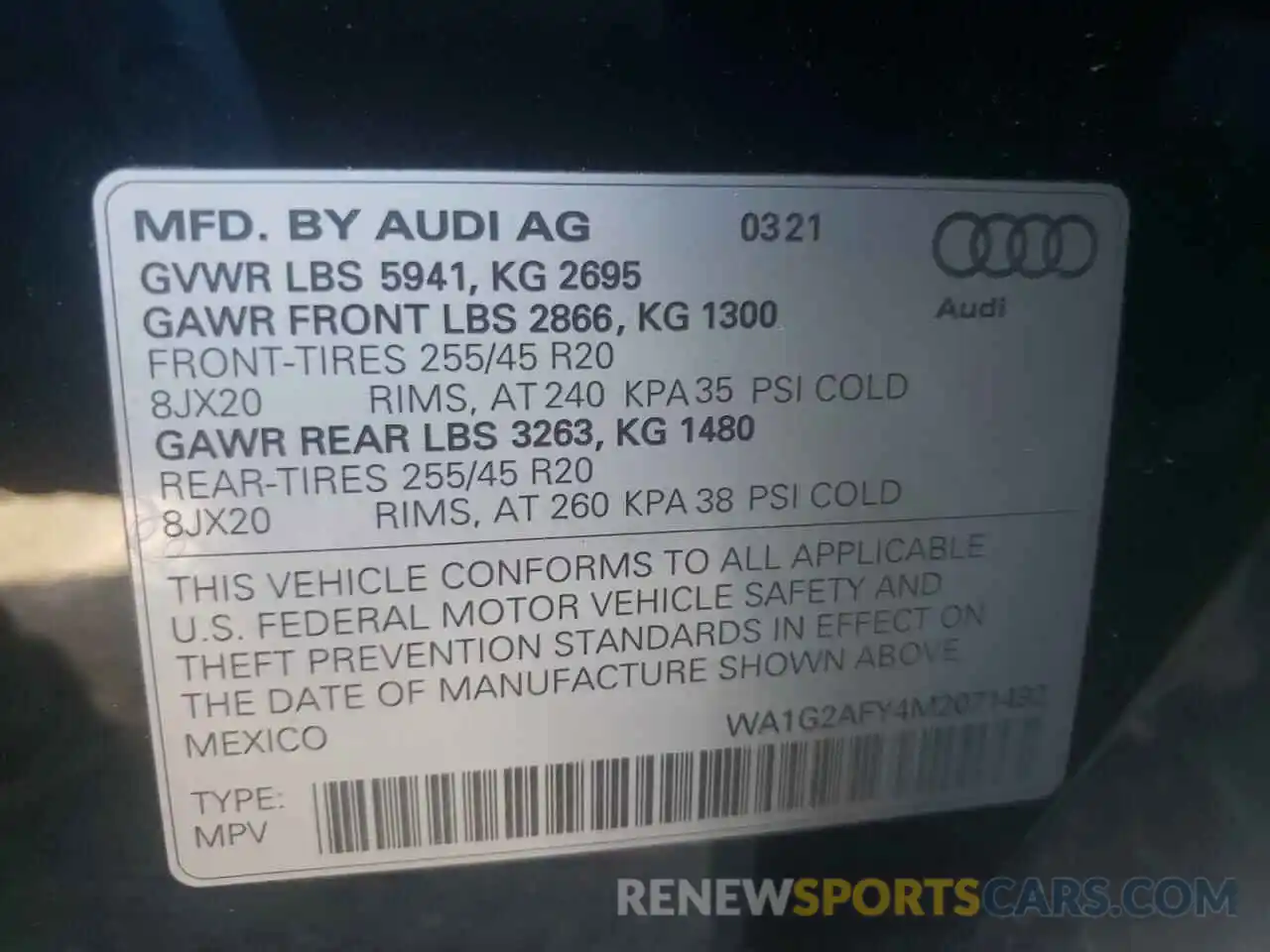 10 Photograph of a damaged car WA1G2AFY4M2071492 AUDI Q5 2021