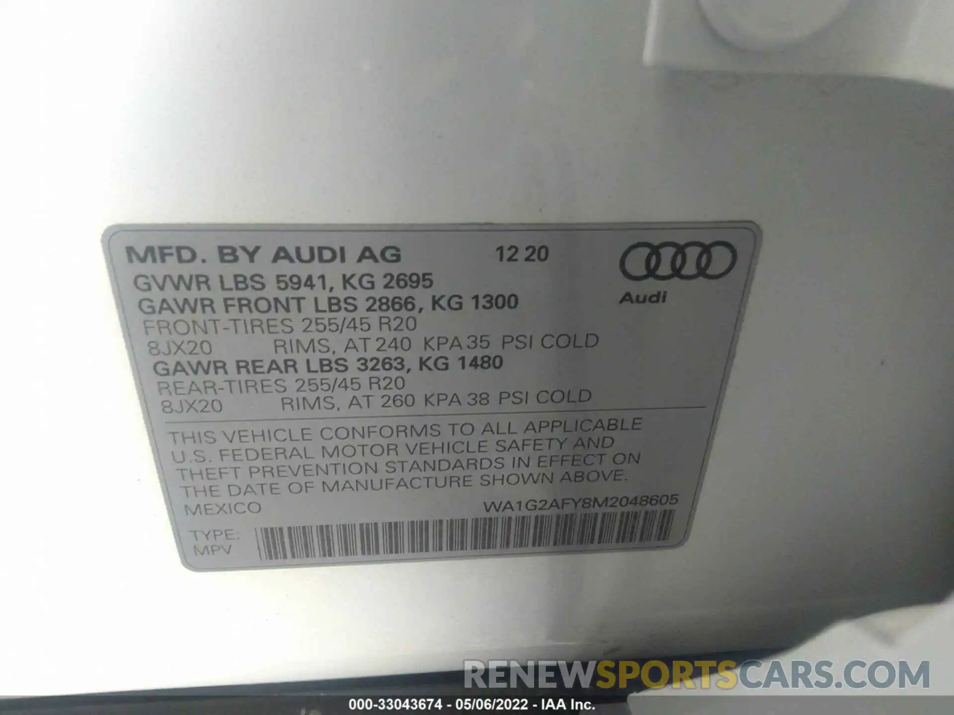 9 Фотография поврежденного автомобиля WA1G2AFY8M2048605 AUDI Q5 2021