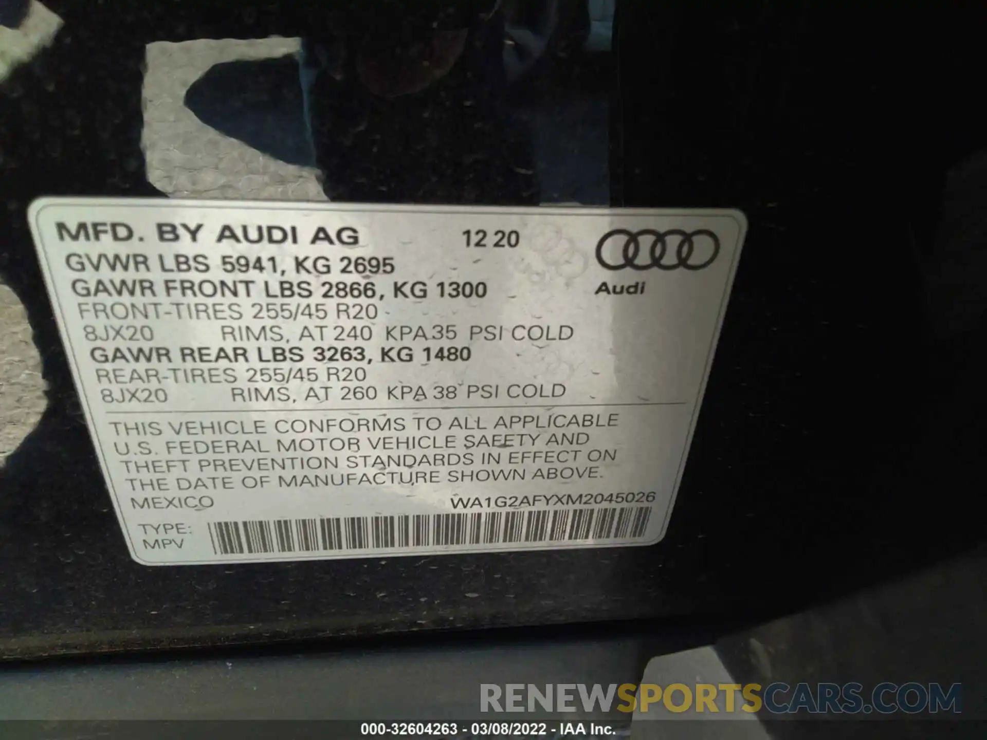 9 Фотография поврежденного автомобиля WA1G2AFYXM2045026 AUDI Q5 2021