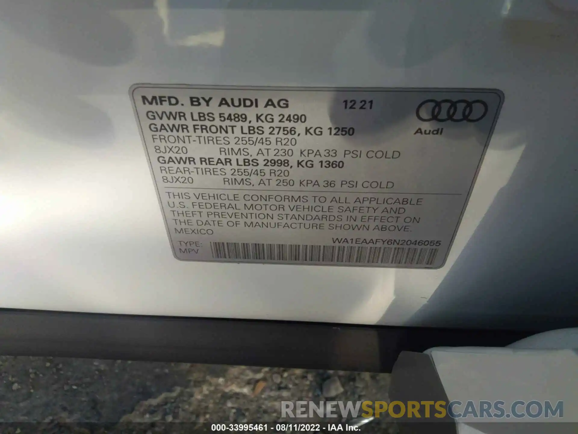 9 Photograph of a damaged car WA1EAAFY6N2046055 AUDI Q5 2022