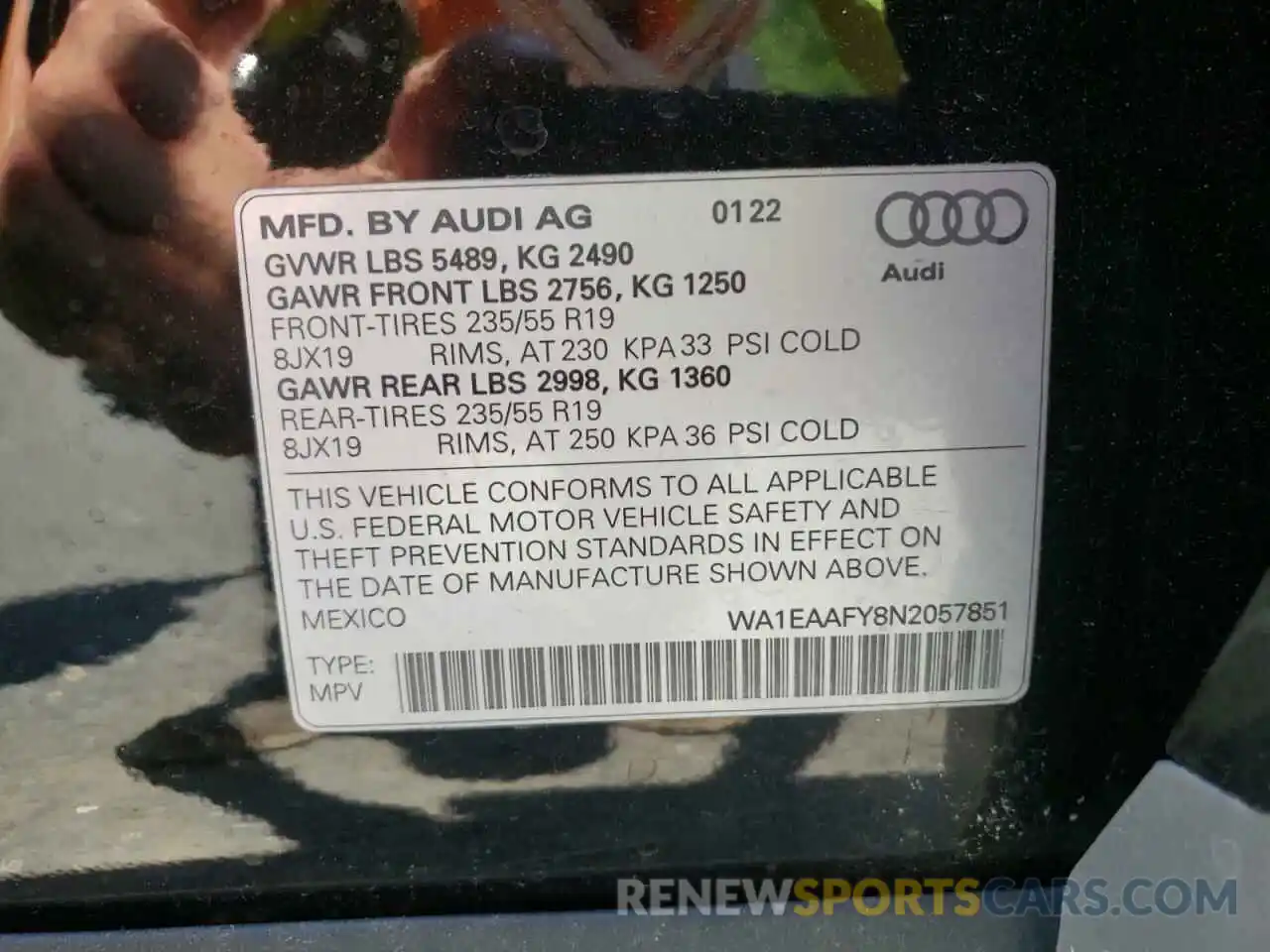 10 Фотография поврежденного автомобиля WA1EAAFY8N2057851 AUDI Q5 2022