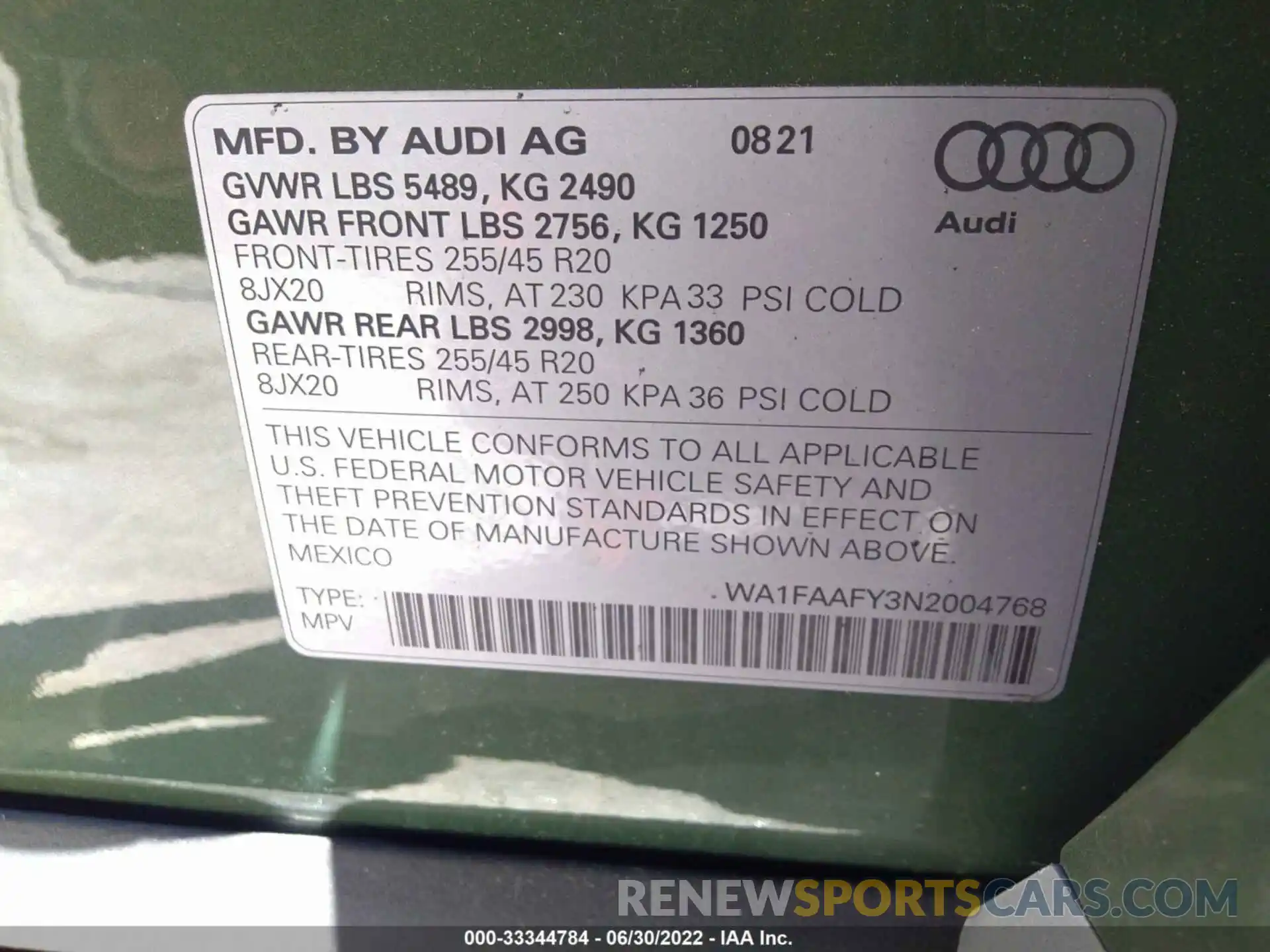 9 Фотография поврежденного автомобиля WA1FAAFY3N2004768 AUDI Q5 2022