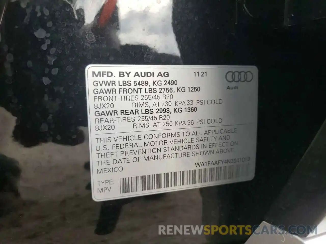 10 Фотография поврежденного автомобиля WA1FAAFY4N2041019 AUDI Q5 2022