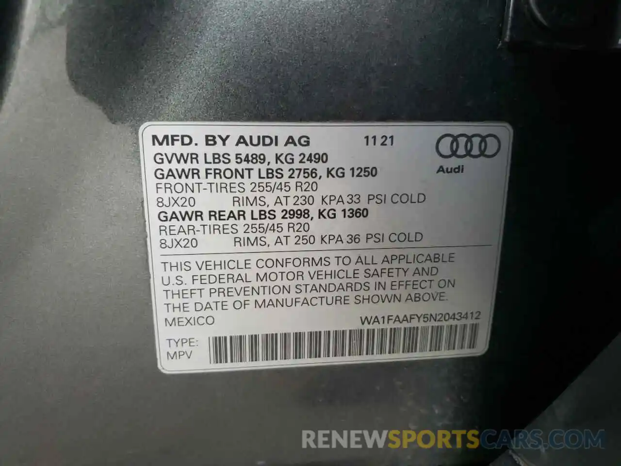 13 Фотография поврежденного автомобиля WA1FAAFY5N2043412 AUDI Q5 2022