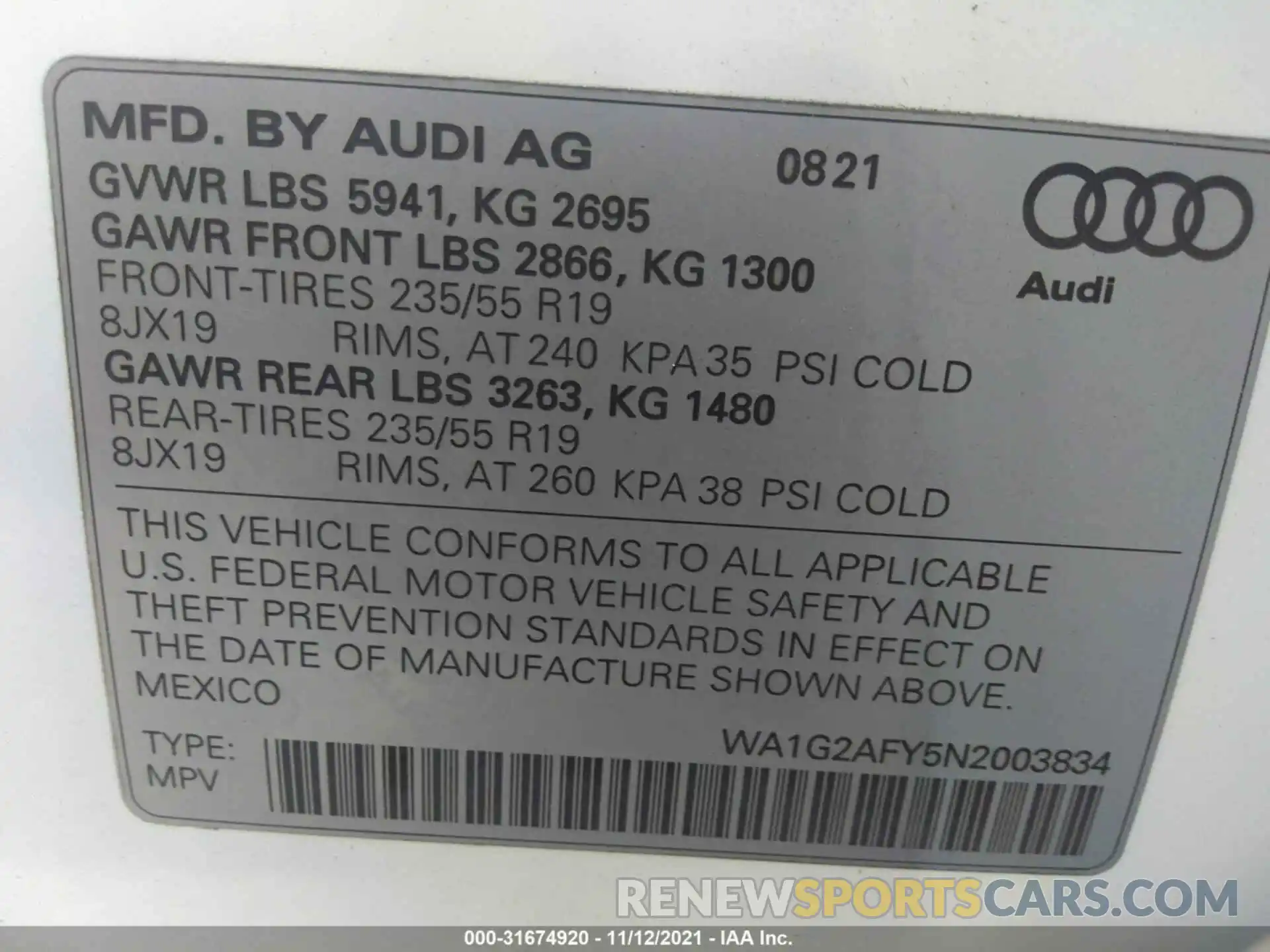 9 Фотография поврежденного автомобиля WA1G2AFY5N2003834 AUDI Q5 2022