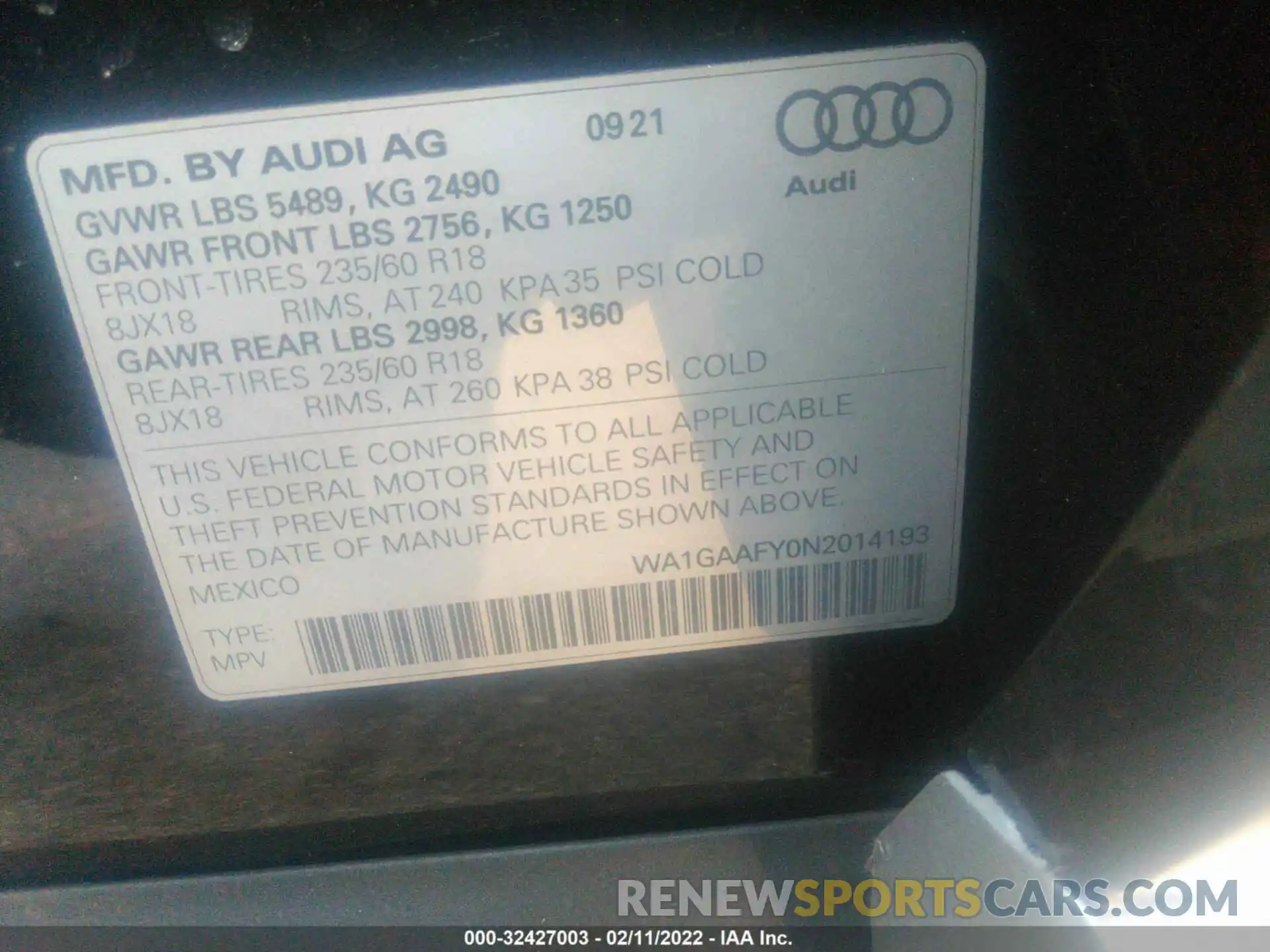 9 Фотография поврежденного автомобиля WA1GAAFY0N2014193 AUDI Q5 2022