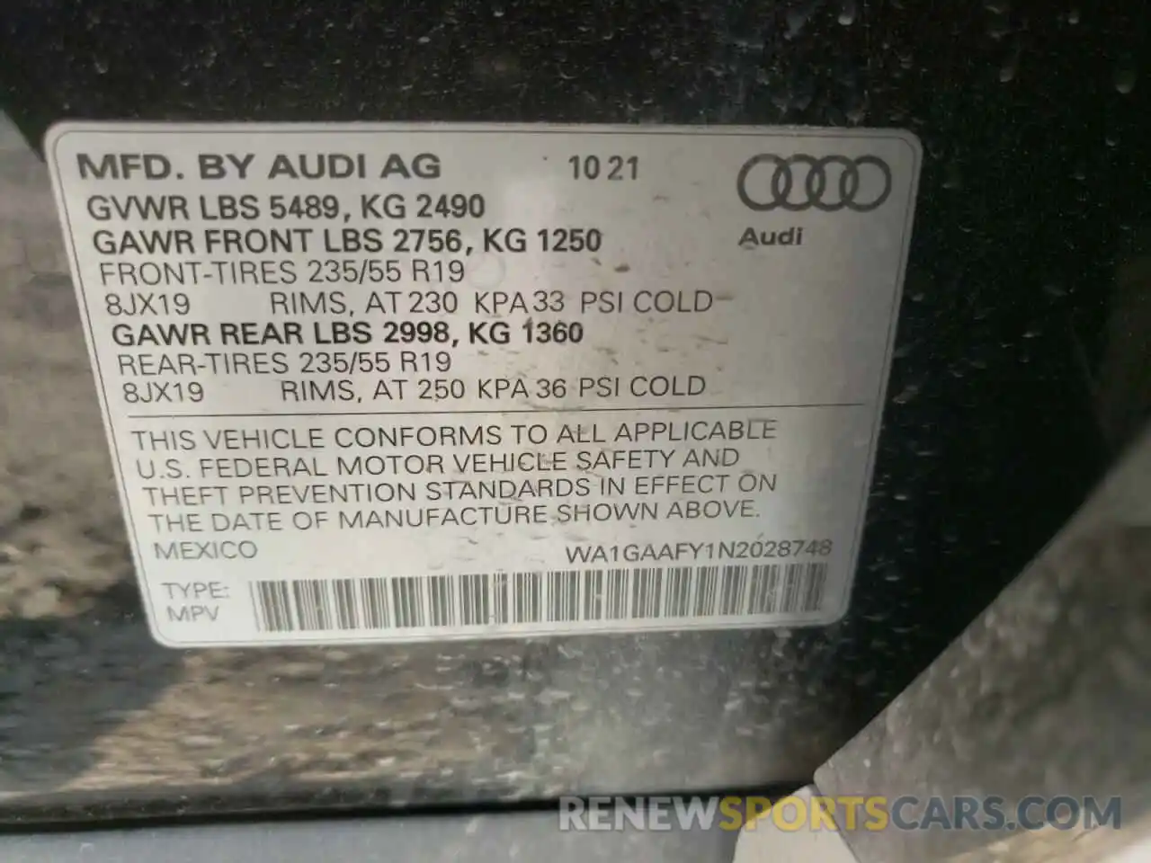 10 Фотография поврежденного автомобиля WA1GAAFY1N2028748 AUDI Q5 2022