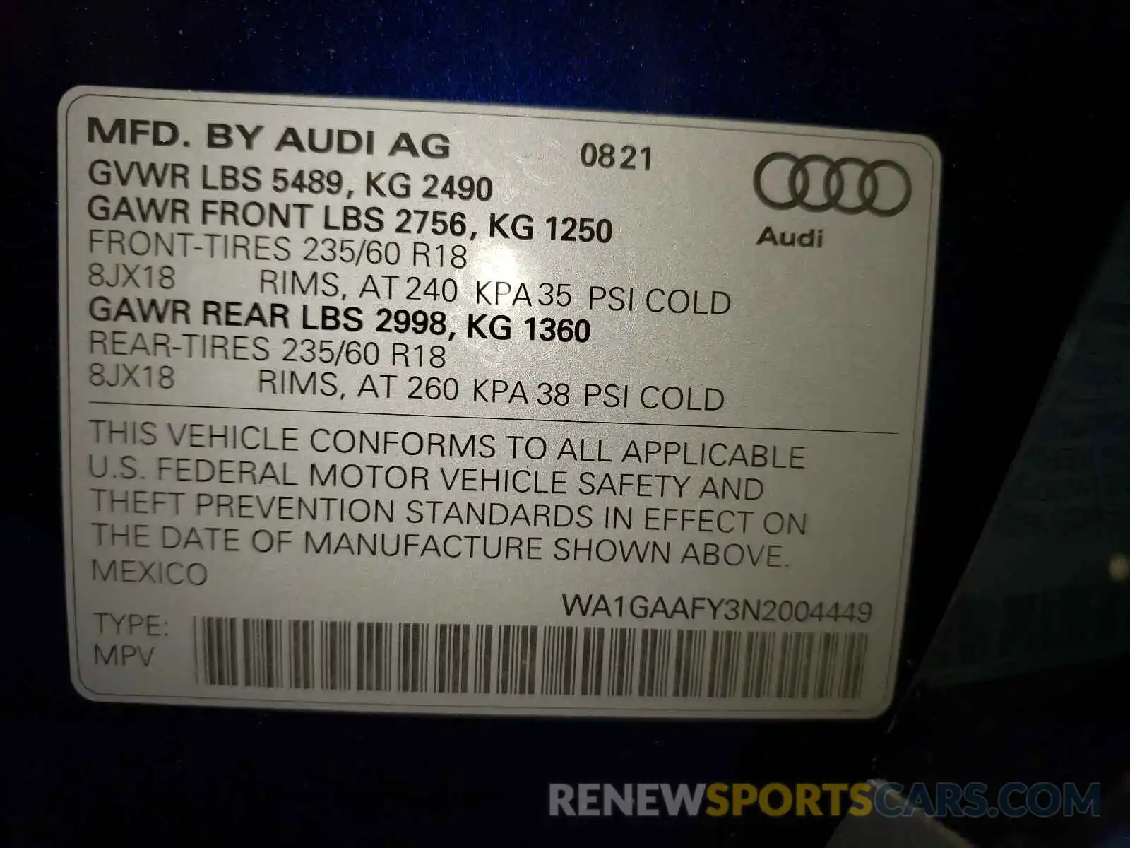 10 Фотография поврежденного автомобиля WA1GAAFY3N2004449 AUDI Q5 2022