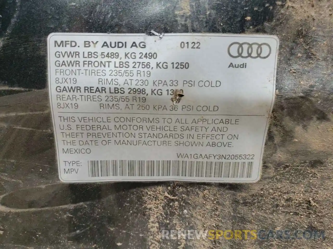 10 Photograph of a damaged car WA1GAAFY3N2055322 AUDI Q5 2022