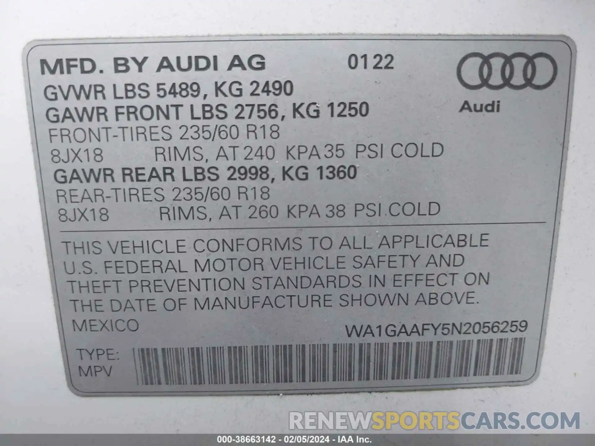 9 Фотография поврежденного автомобиля WA1GAAFY5N2056259 AUDI Q5 2022