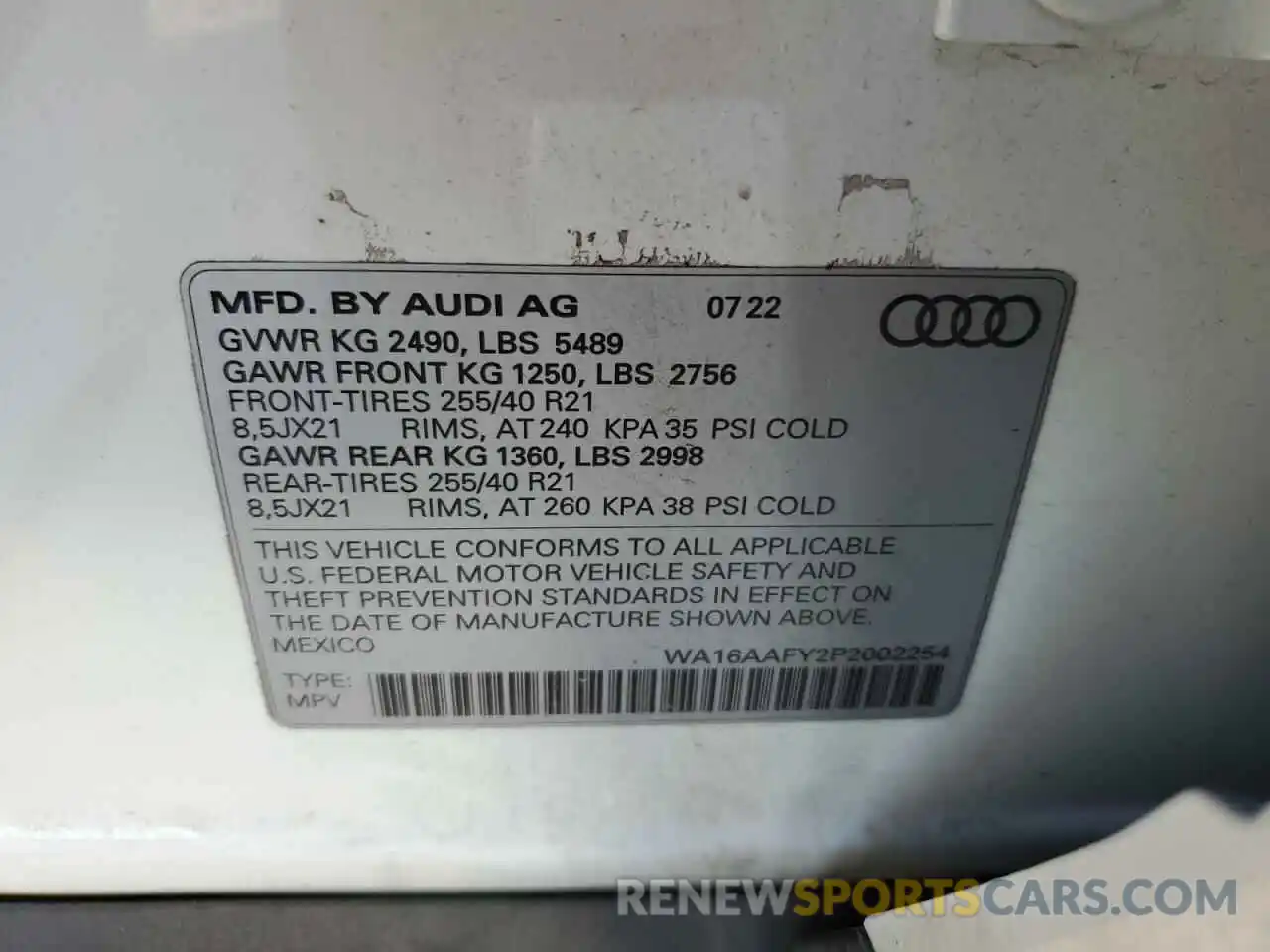 13 Photograph of a damaged car WA16AAFY2P2002254 AUDI Q5 2023