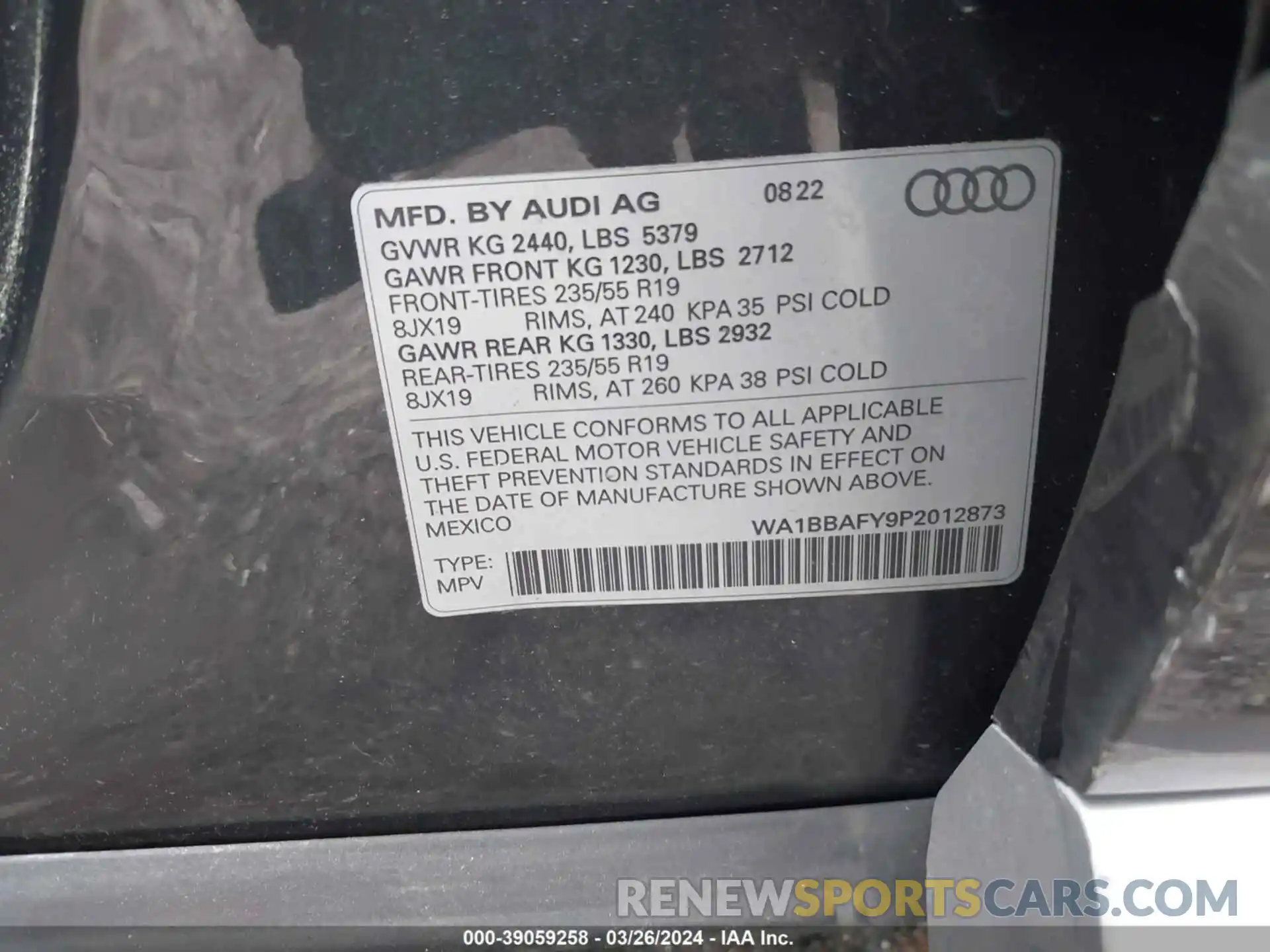 9 Фотография поврежденного автомобиля WA1BBAFY9P2Y12873 AUDI Q5 2023