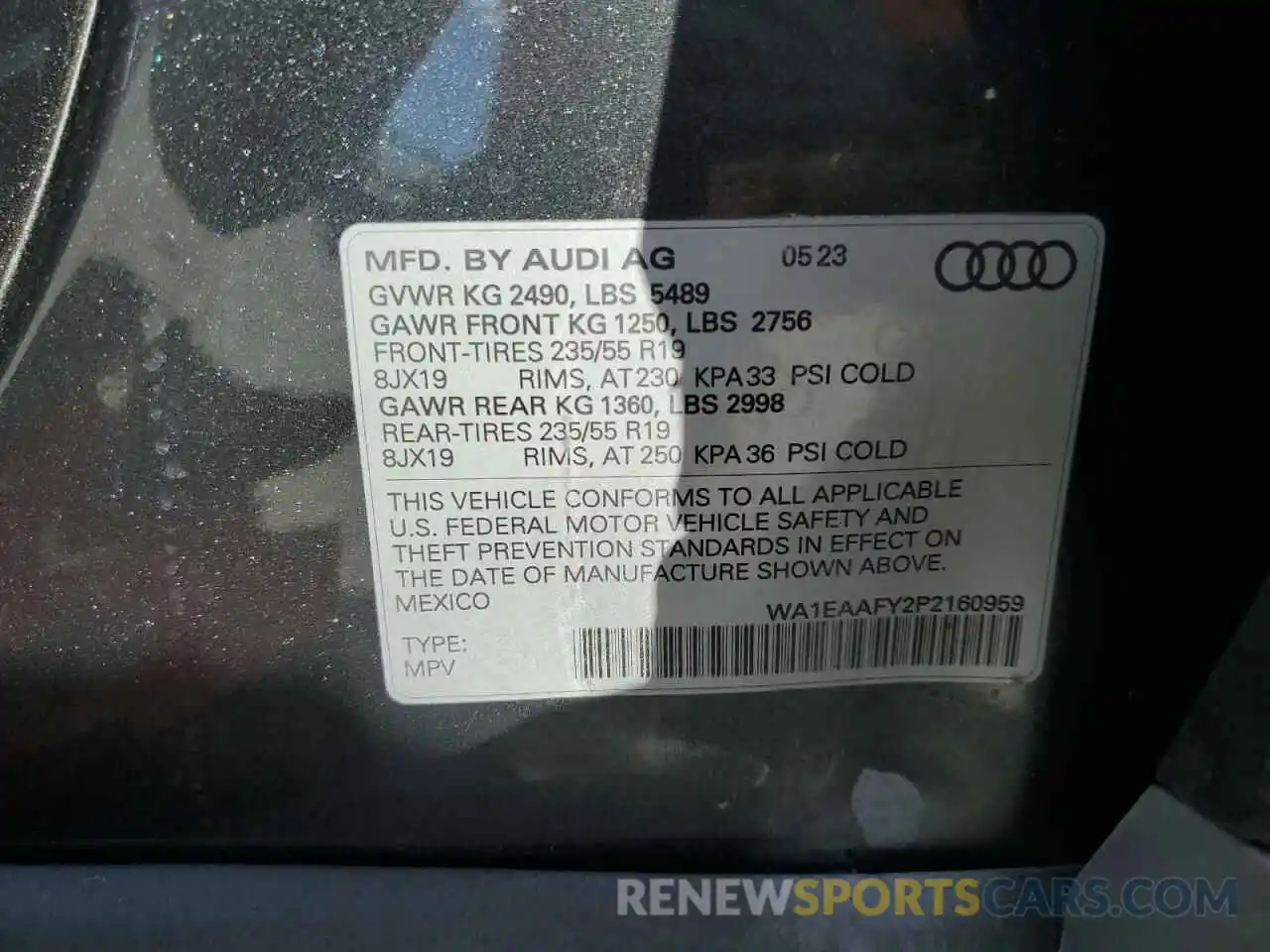 12 Фотография поврежденного автомобиля WA1EAAFY2P2160959 AUDI Q5 2023