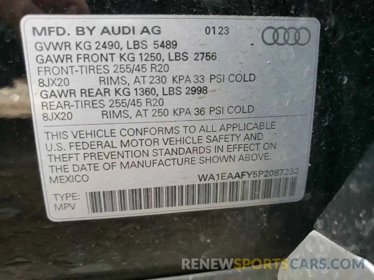 13 Photograph of a damaged car WA1EAAFY5P2087232 AUDI Q5 2023