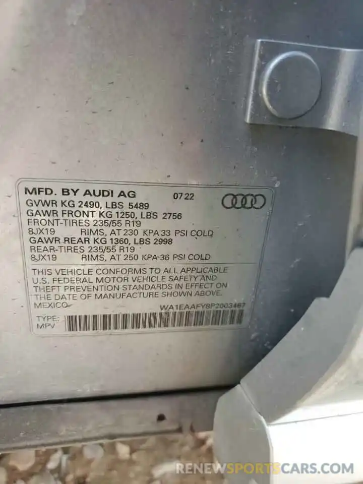 12 Фотография поврежденного автомобиля WA1EAAFY8P2003467 AUDI Q5 2023