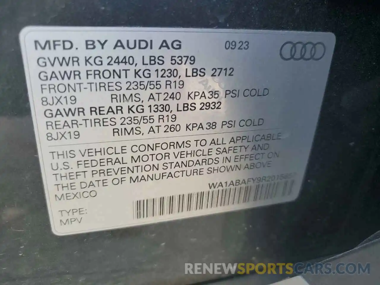 13 Photograph of a damaged car WA1ABAFY9R2015657 AUDI Q5 2024