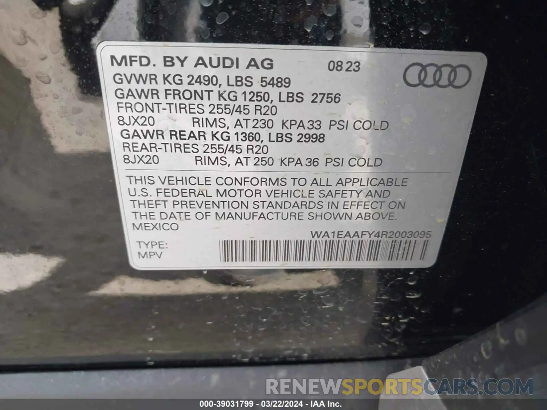 9 Фотография поврежденного автомобиля WA1EAAFY4R2003095 AUDI Q5 2024