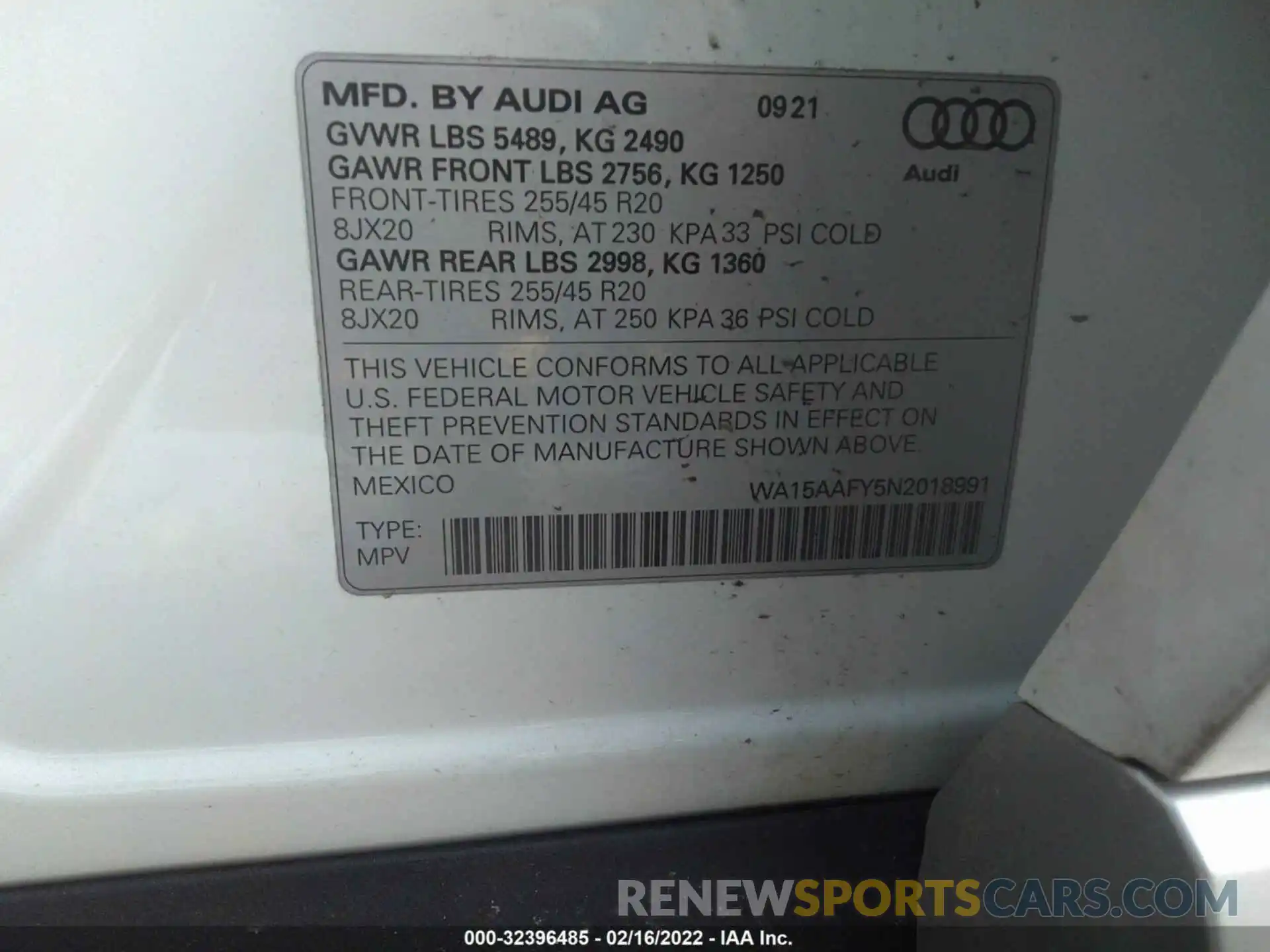 9 Photograph of a damaged car WA15AAFY5N2018991 AUDI Q5 SPORTBACK 2022