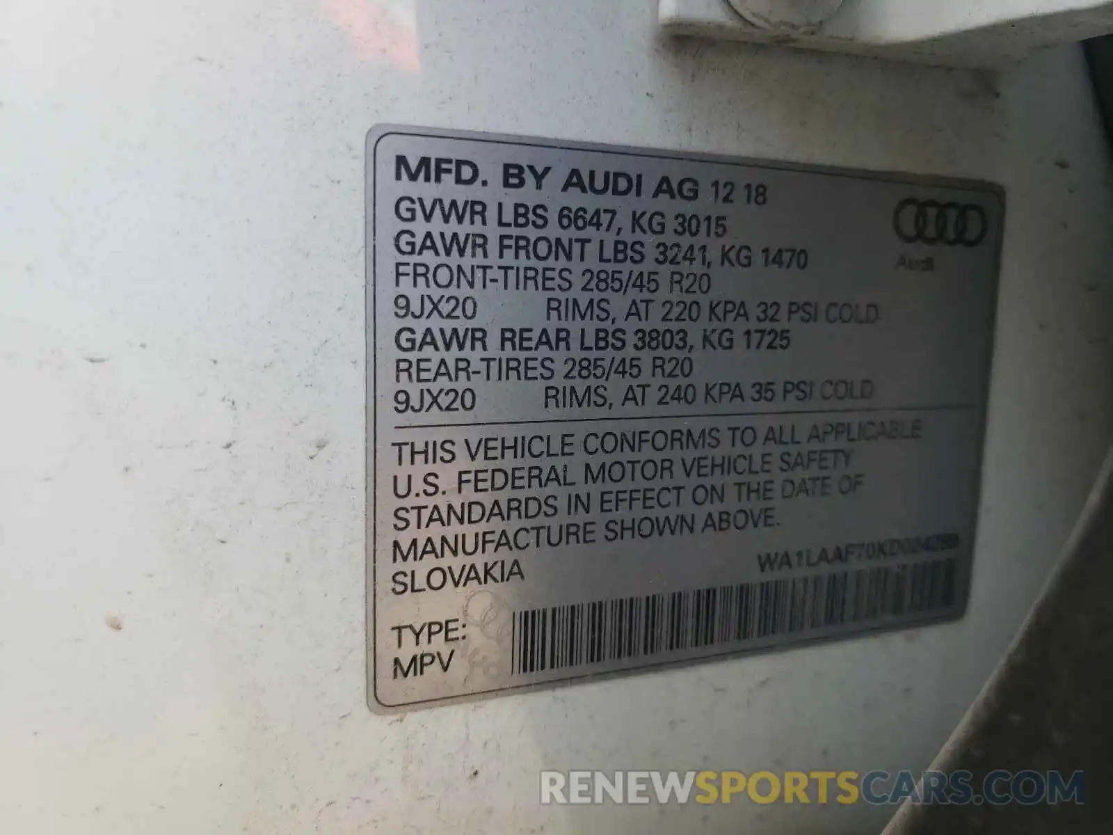 10 Фотография поврежденного автомобиля WA1LAAF70KD024289 AUDI Q7 2019