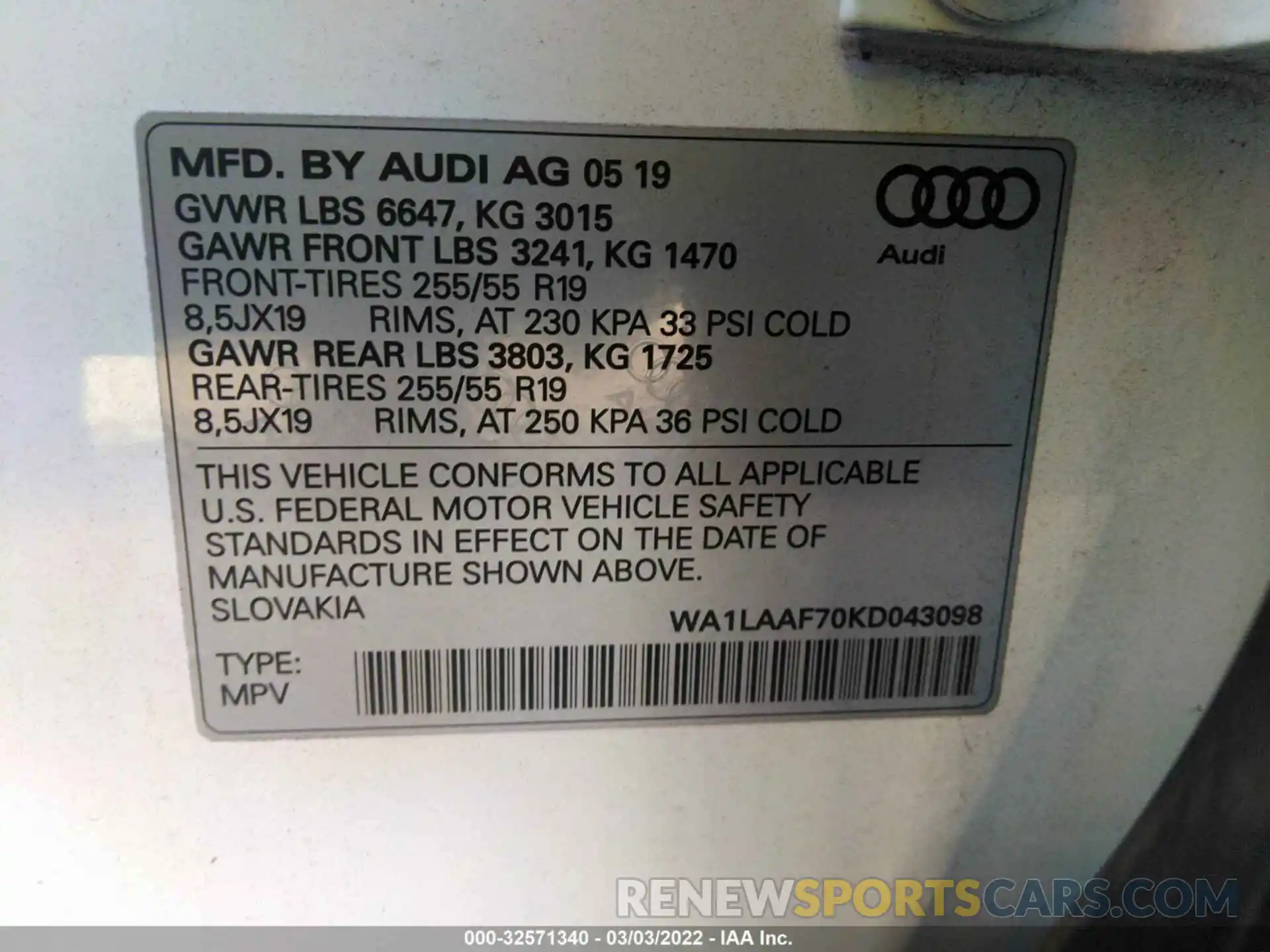 9 Фотография поврежденного автомобиля WA1LAAF70KD043098 AUDI Q7 2019