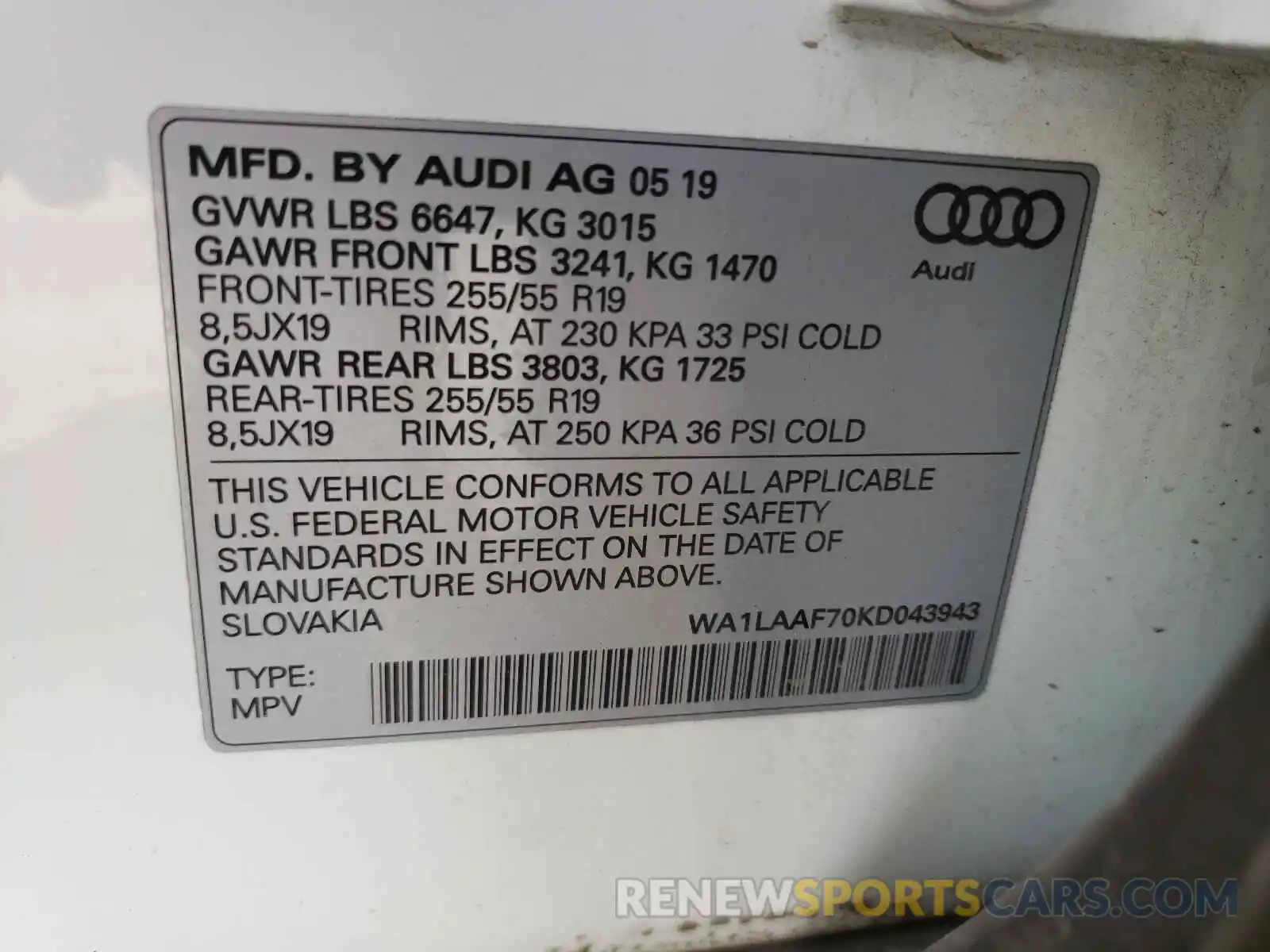 10 Фотография поврежденного автомобиля WA1LAAF70KD043943 AUDI Q7 2019