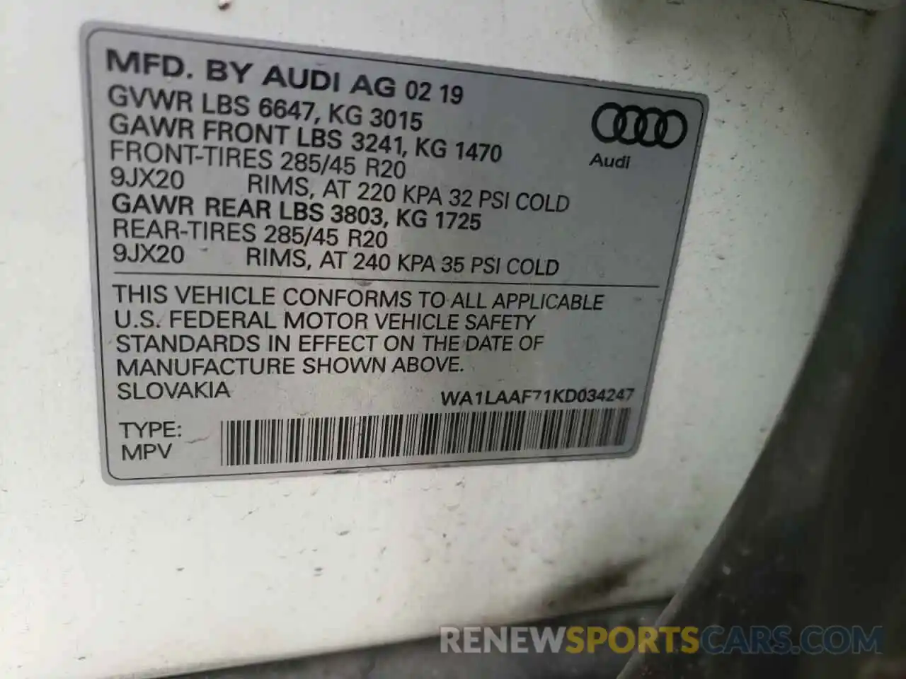 10 Фотография поврежденного автомобиля WA1LAAF71KD034247 AUDI Q7 2019