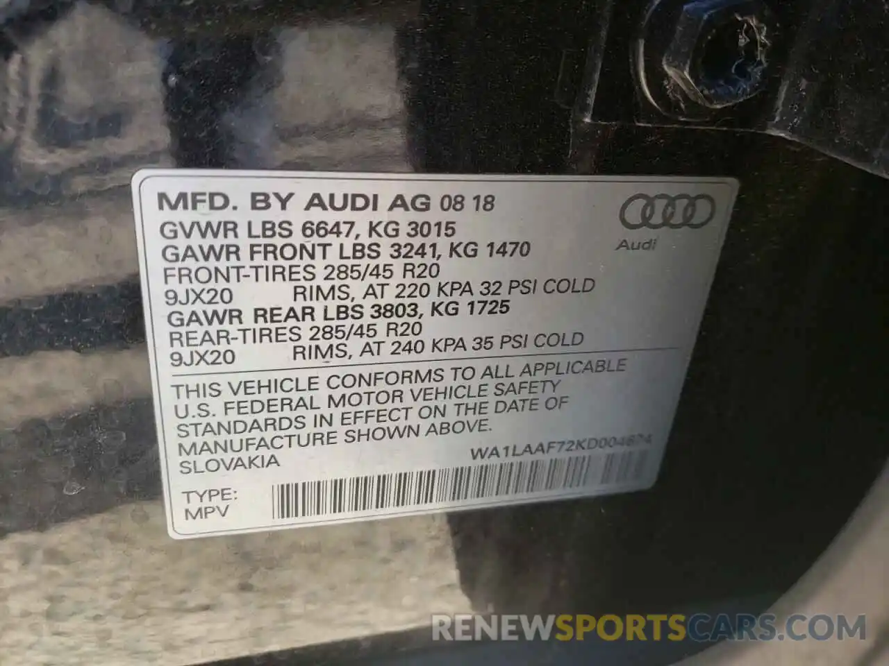 10 Фотография поврежденного автомобиля WA1LAAF72KD004674 AUDI Q7 2019