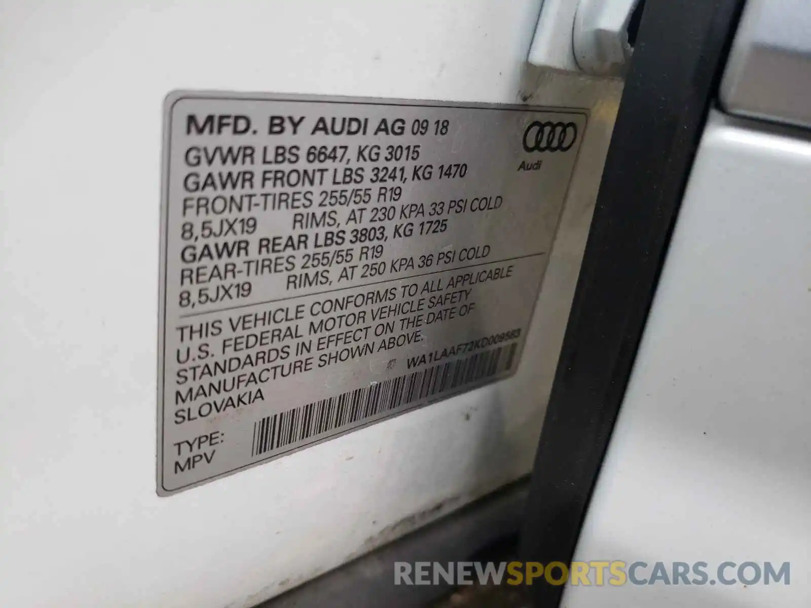 10 Фотография поврежденного автомобиля WA1LAAF72KD009583 AUDI Q7 2019