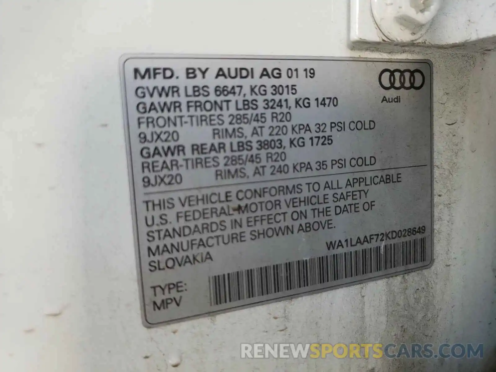 10 Фотография поврежденного автомобиля WA1LAAF72KD028649 AUDI Q7 2019