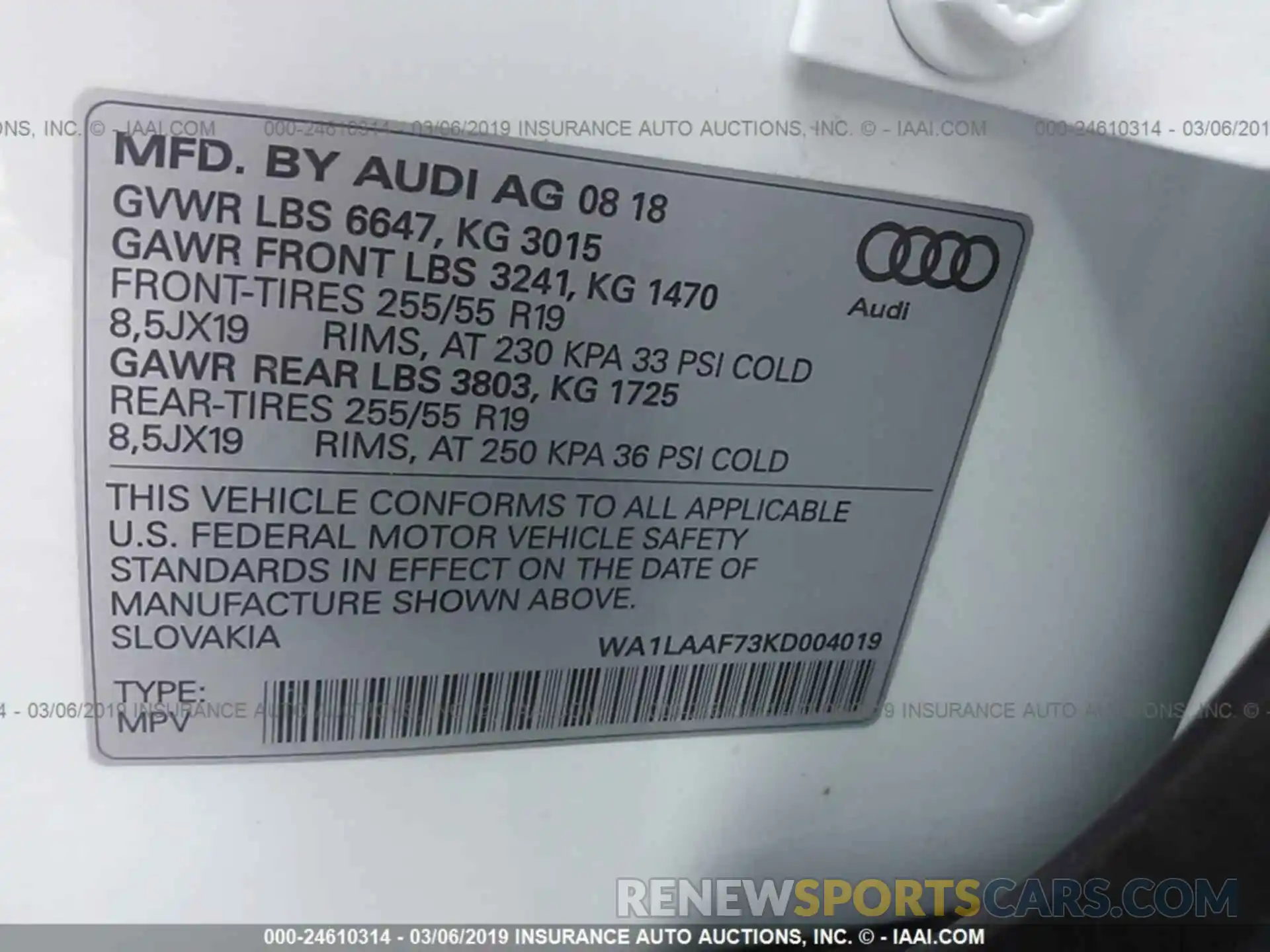 9 Фотография поврежденного автомобиля WA1LAAF73KD004019 AUDI Q7 2019