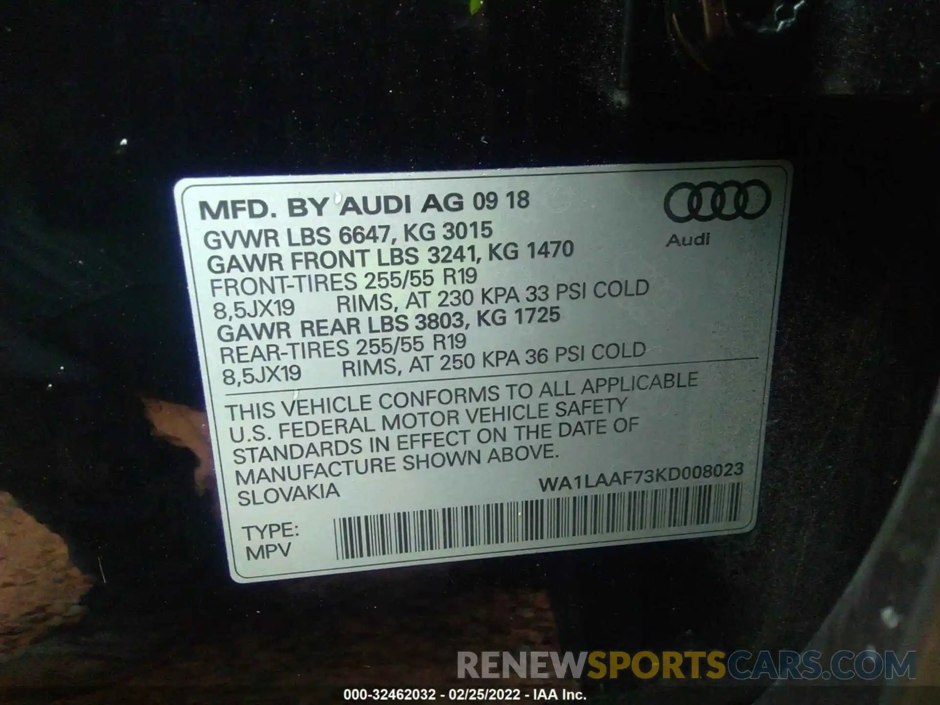 9 Фотография поврежденного автомобиля WA1LAAF73KD008023 AUDI Q7 2019