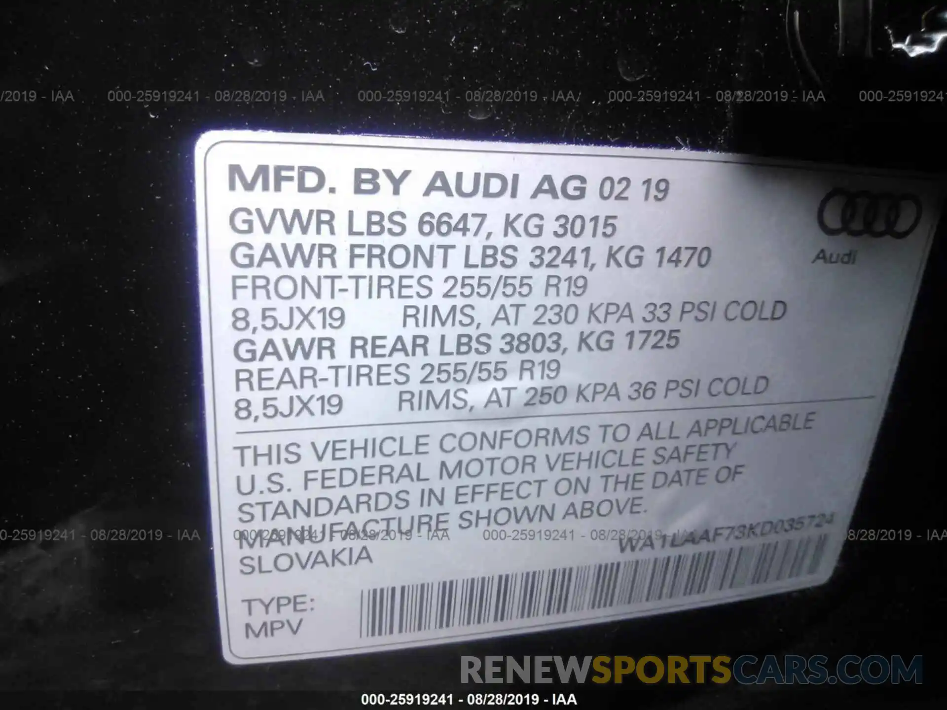 9 Фотография поврежденного автомобиля WA1LAAF73KD035724 AUDI Q7 2019