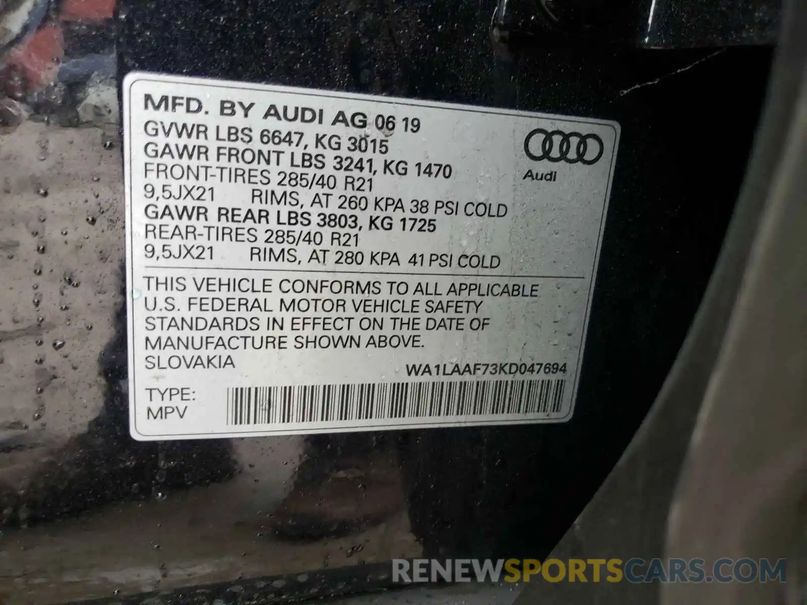 10 Фотография поврежденного автомобиля WA1LAAF73KD047694 AUDI Q7 2019