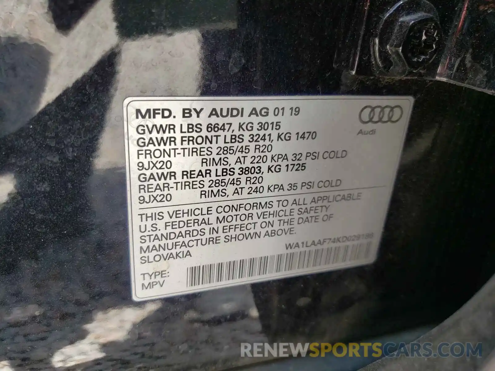 10 Фотография поврежденного автомобиля WA1LAAF74KD029186 AUDI Q7 2019