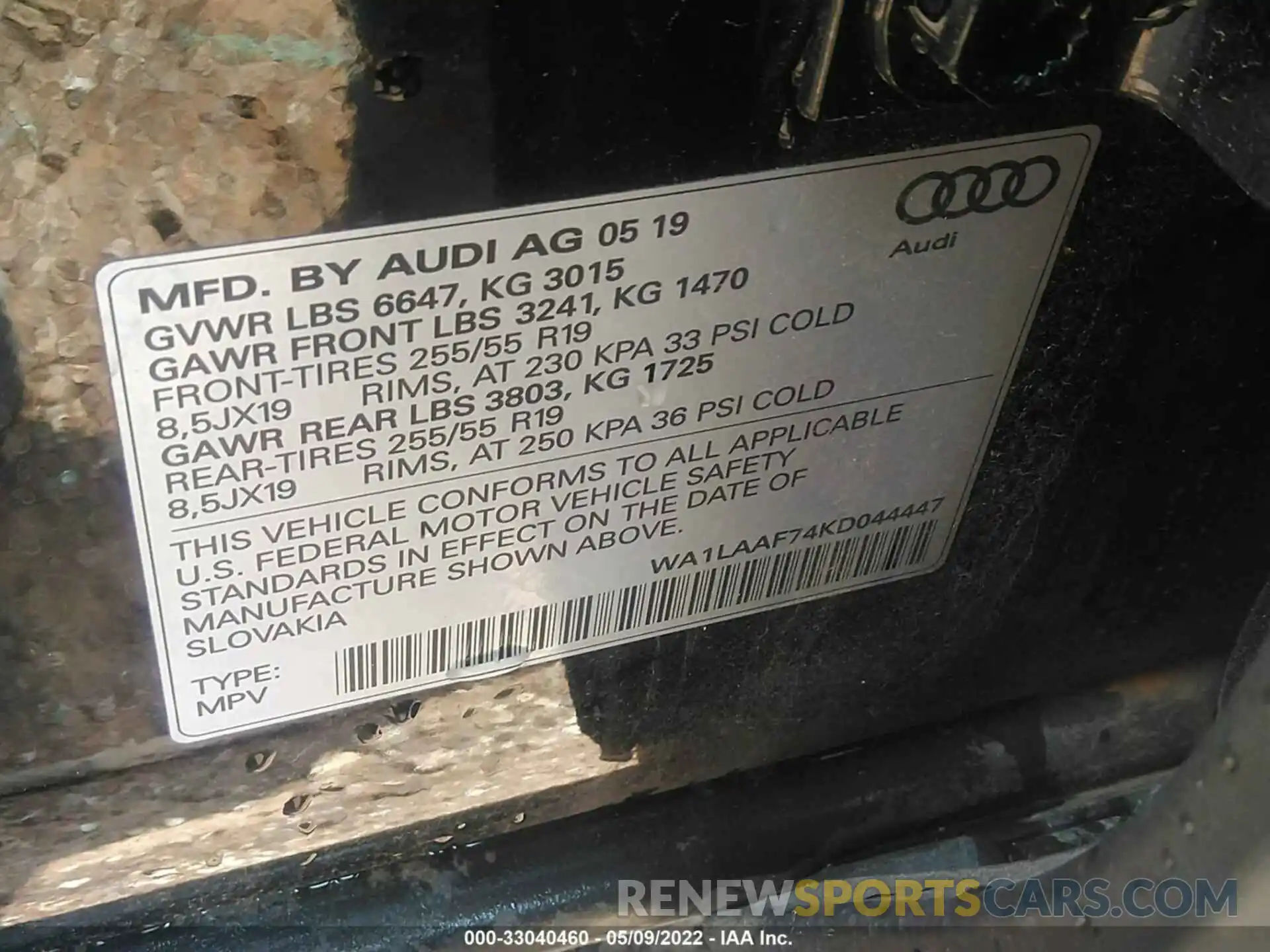 9 Фотография поврежденного автомобиля WA1LAAF74KD044447 AUDI Q7 2019