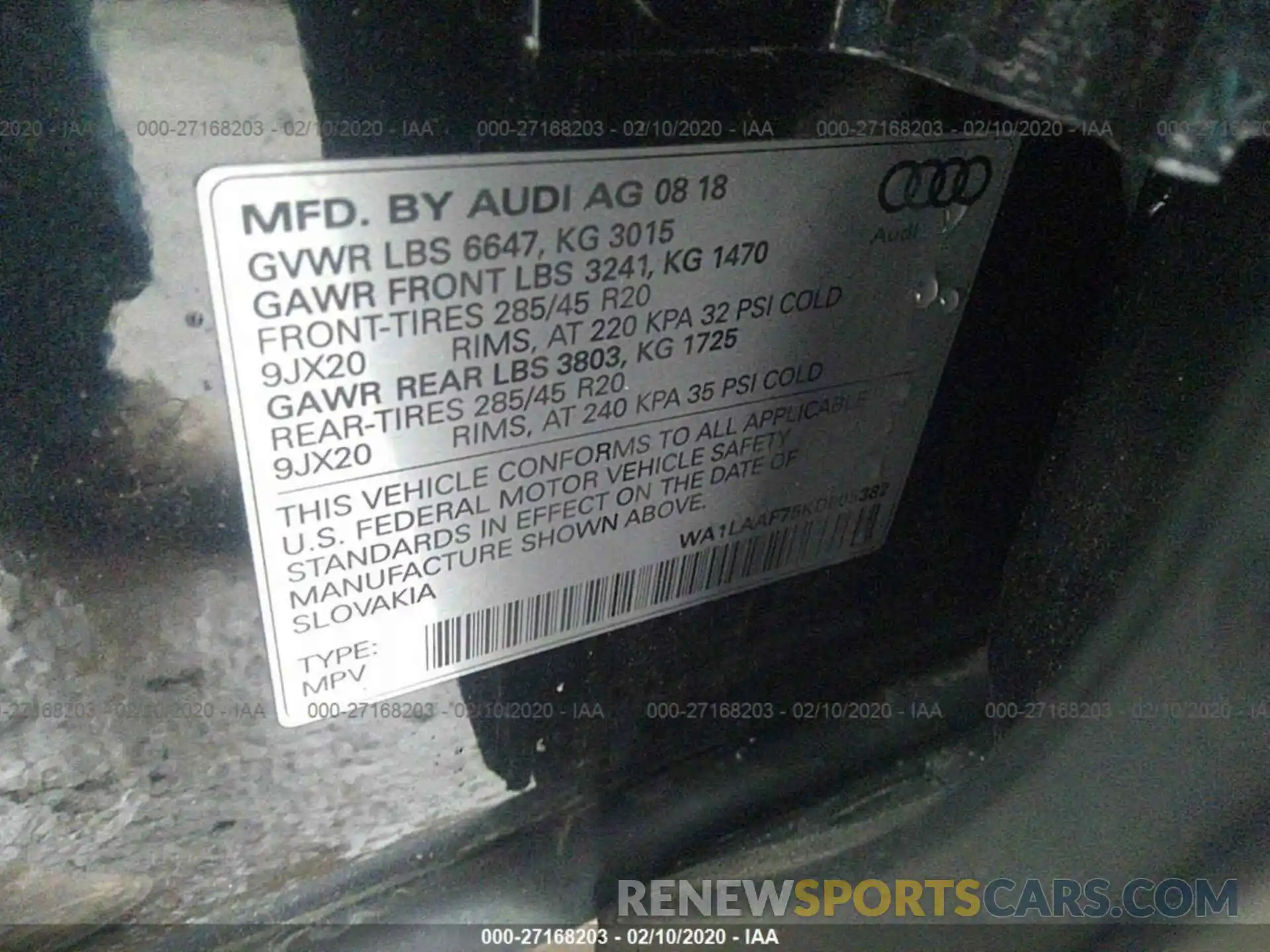 9 Photograph of a damaged car WA1LAAF75KD005382 AUDI Q7 2019