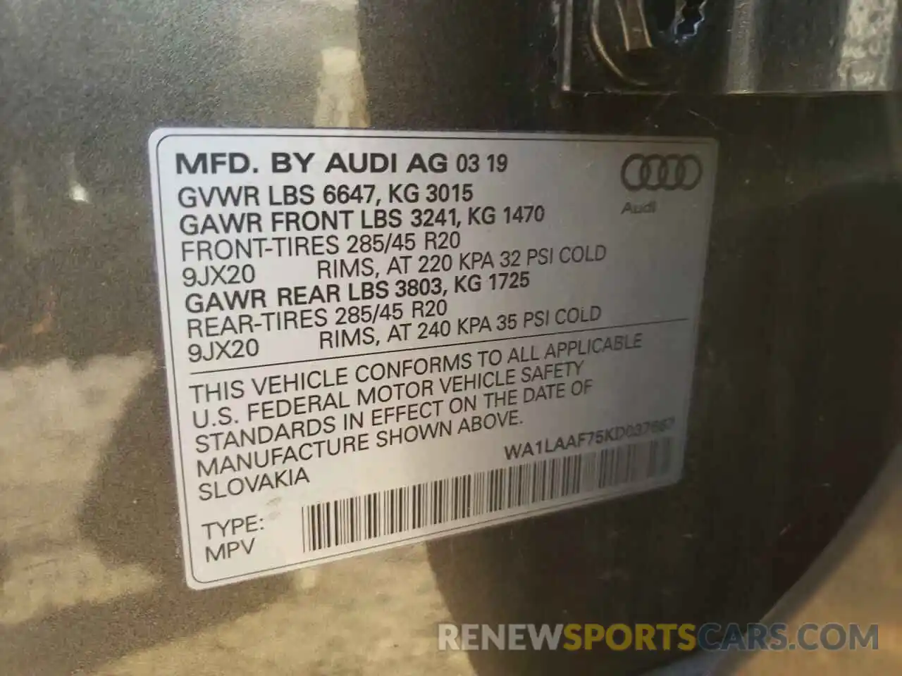 10 Фотография поврежденного автомобиля WA1LAAF75KD037667 AUDI Q7 2019