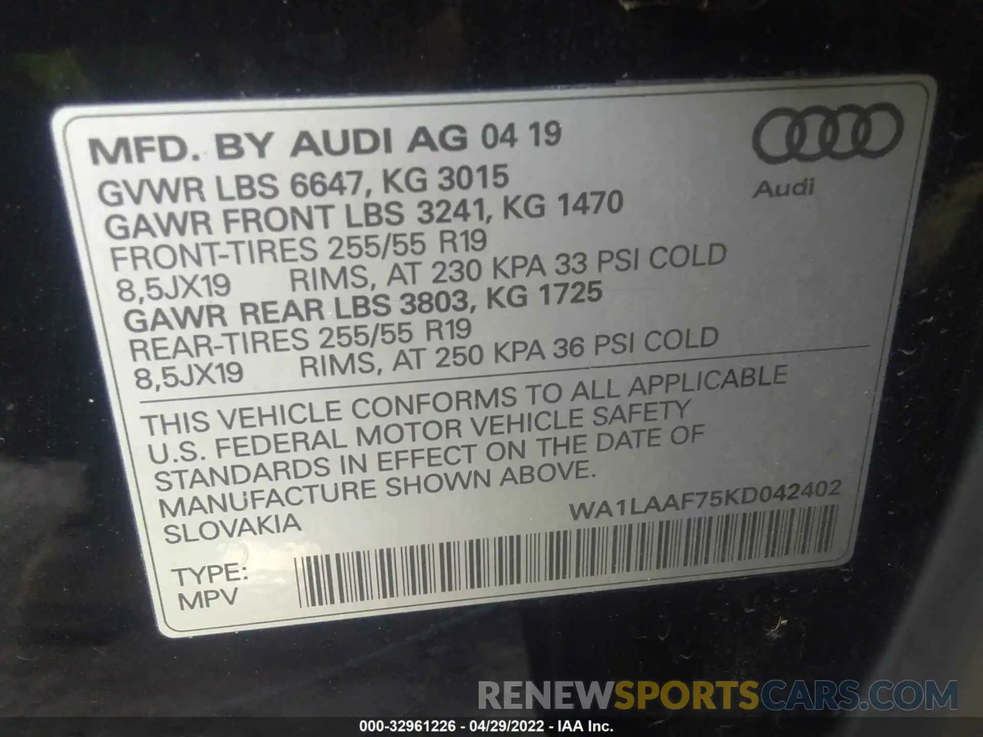 9 Фотография поврежденного автомобиля WA1LAAF75KD042402 AUDI Q7 2019