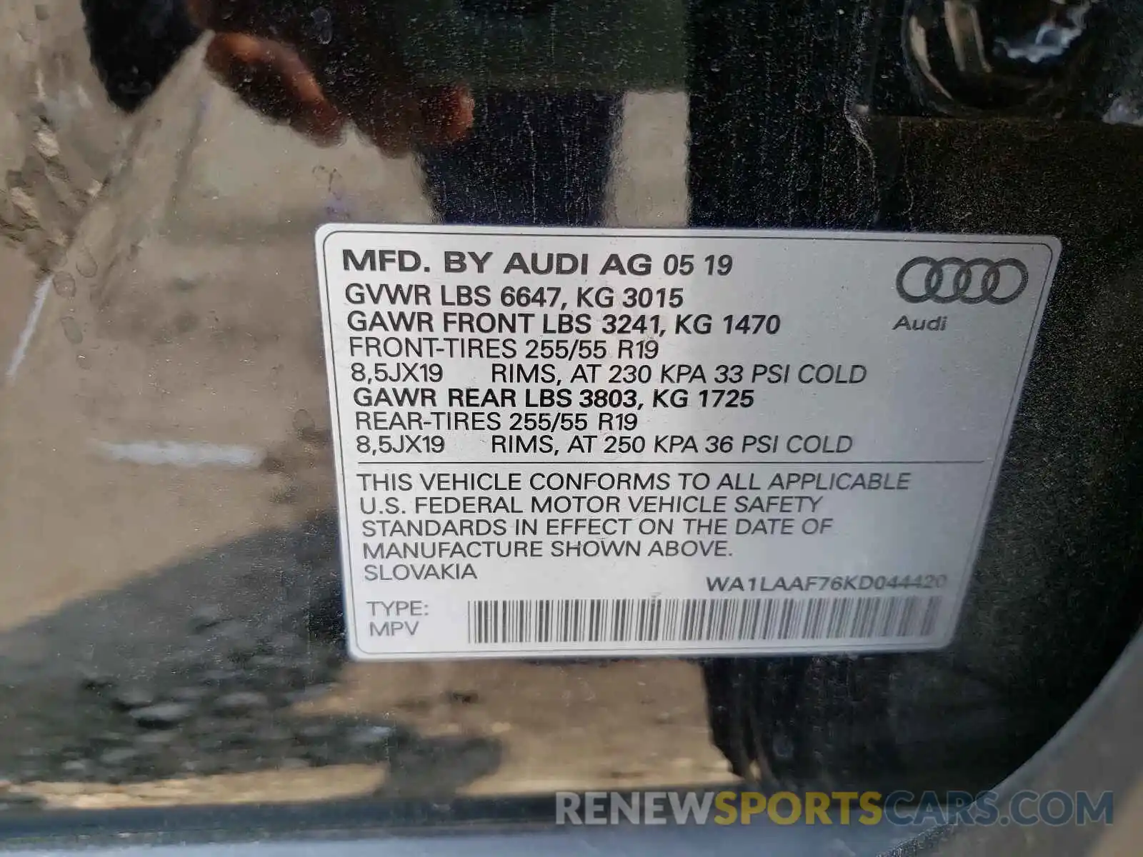 10 Фотография поврежденного автомобиля WA1LAAF76KD044420 AUDI Q7 2019