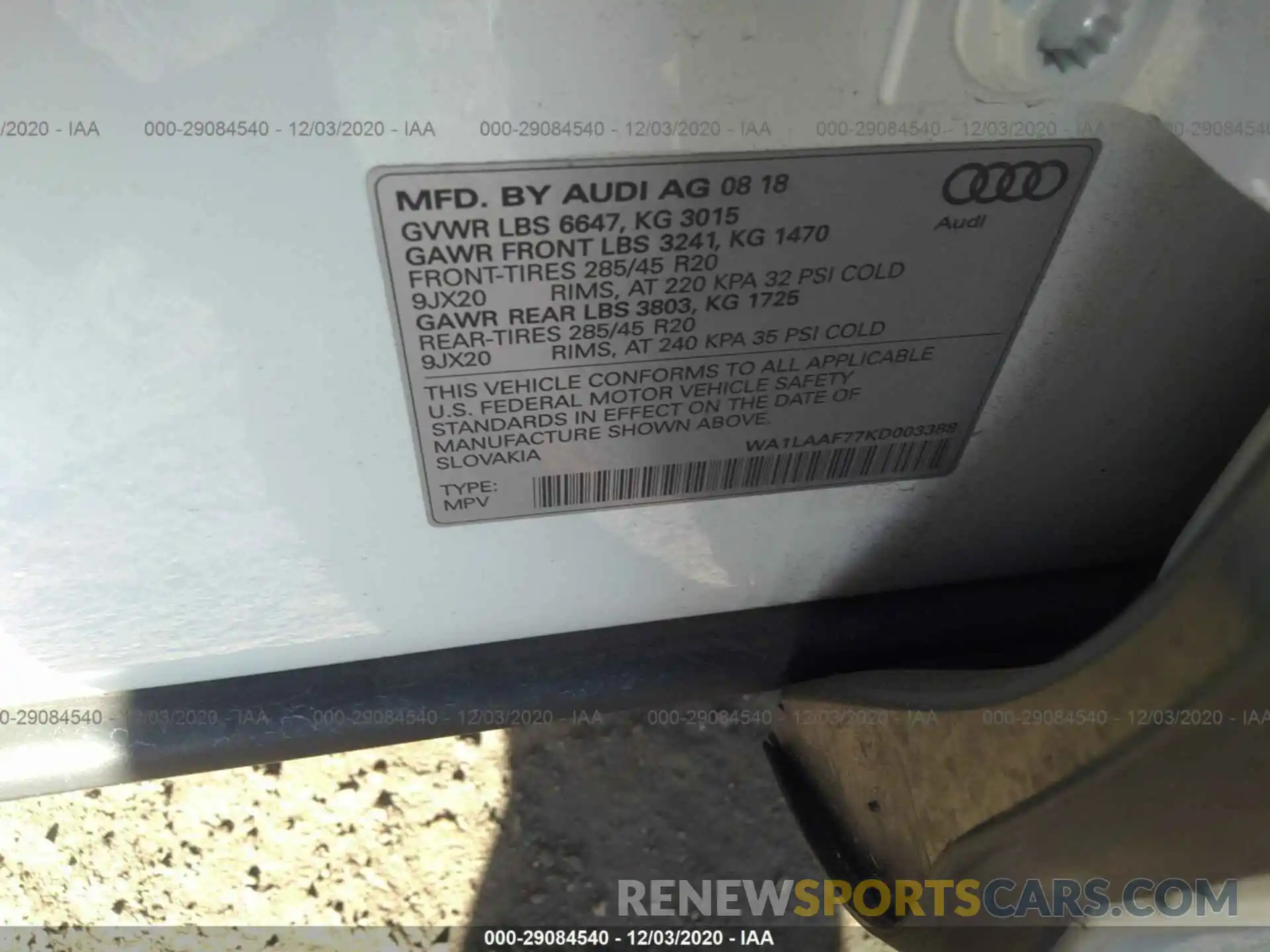 9 Photograph of a damaged car WA1LAAF77KD003388 AUDI Q7 2019