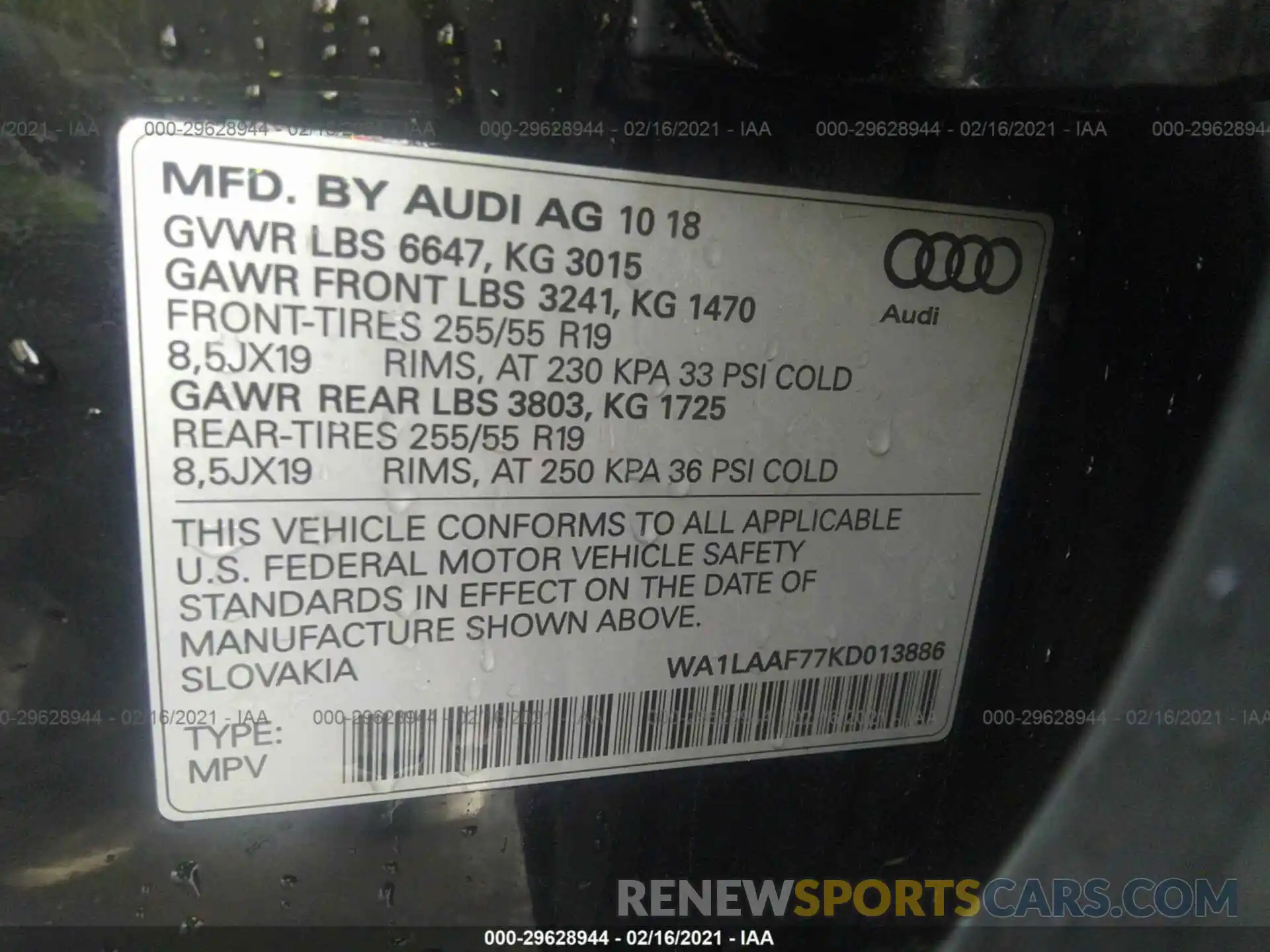 9 Фотография поврежденного автомобиля WA1LAAF77KD013886 AUDI Q7 2019