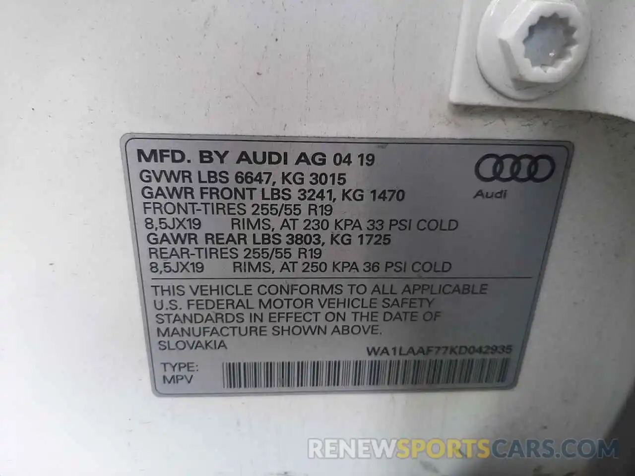 10 Фотография поврежденного автомобиля WA1LAAF77KD042935 AUDI Q7 2019