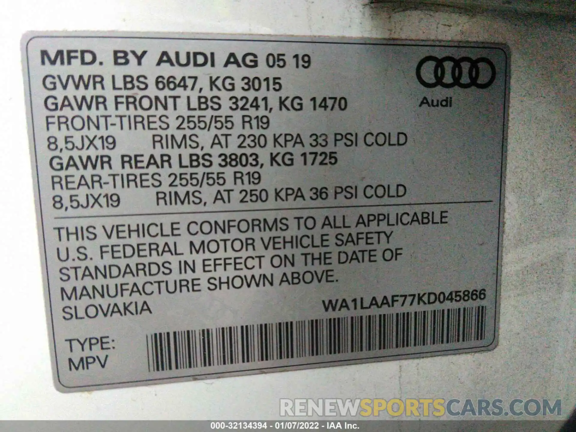 9 Фотография поврежденного автомобиля WA1LAAF77KD045866 AUDI Q7 2019