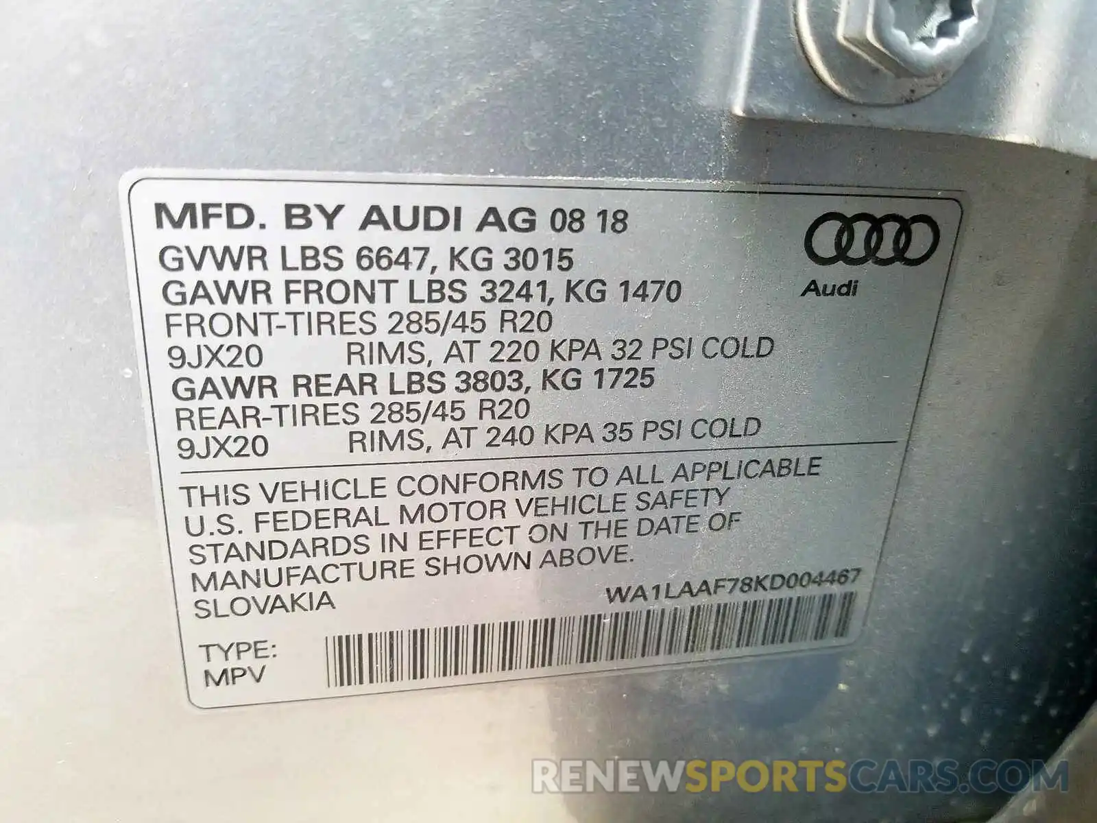 10 Фотография поврежденного автомобиля WA1LAAF78KD004467 AUDI Q7 2019