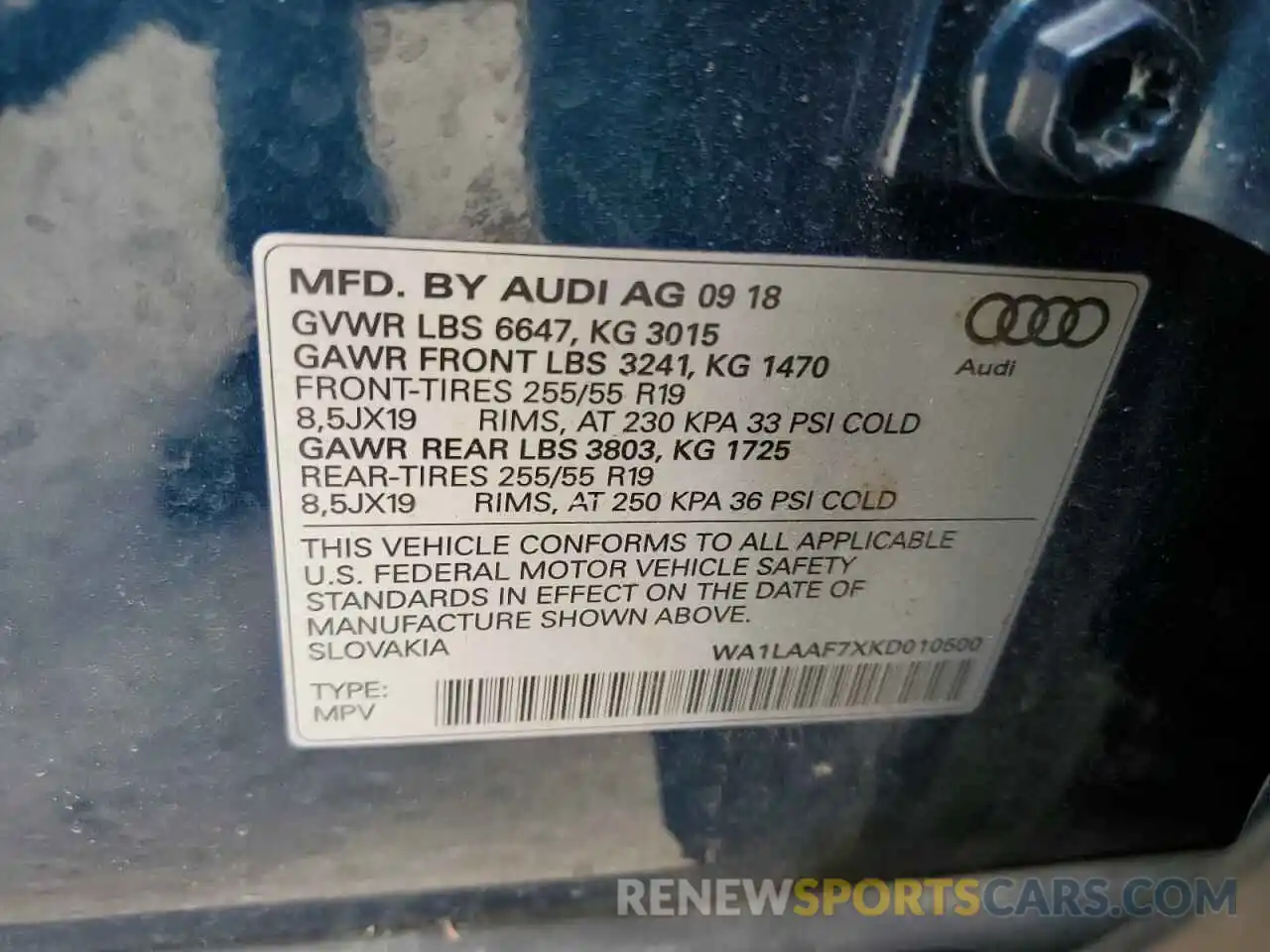 14 Photograph of a damaged car WA1LAAF7XKD010500 AUDI Q7 2019