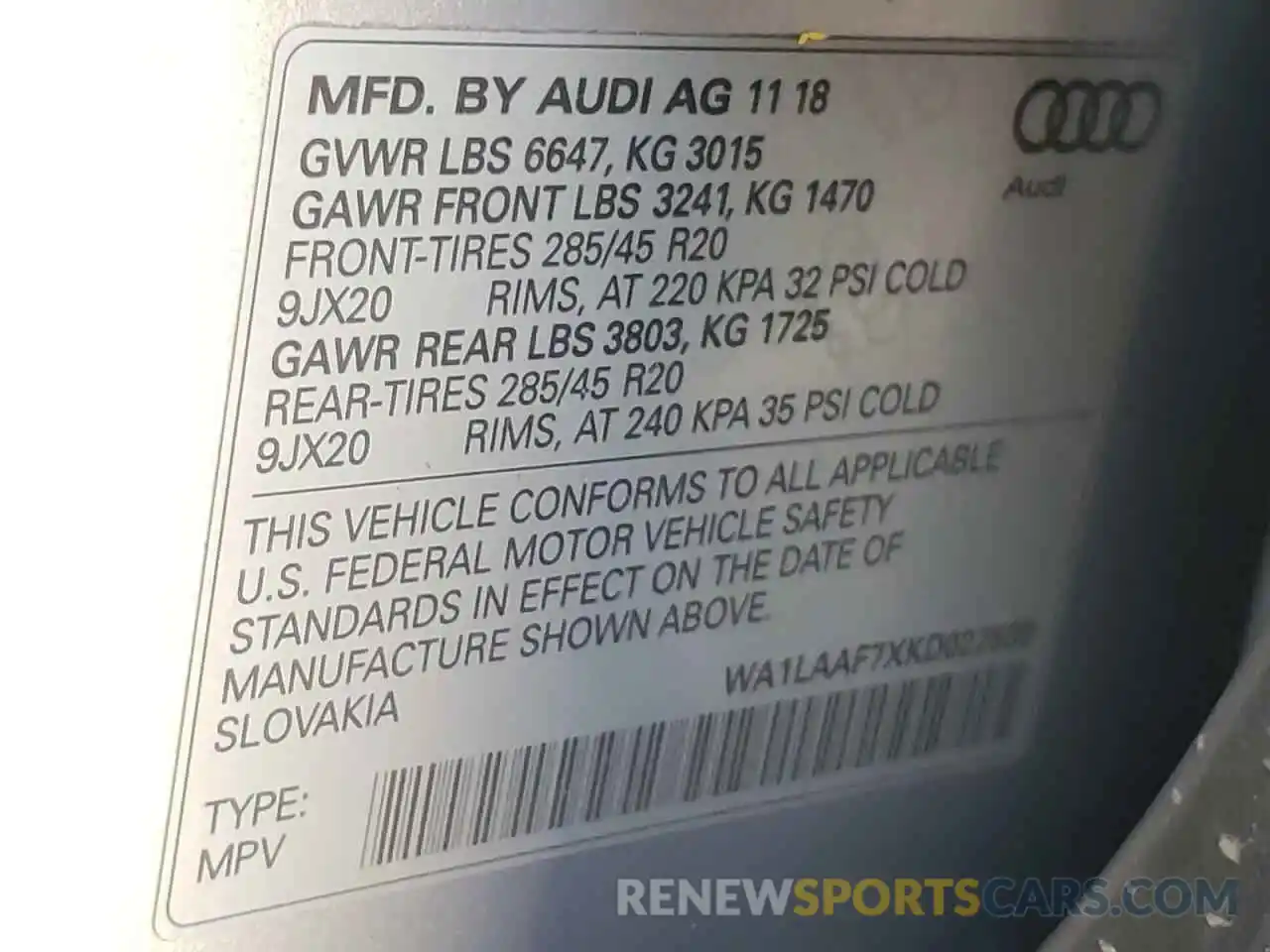 10 Photograph of a damaged car WA1LAAF7XKD022839 AUDI Q7 2019