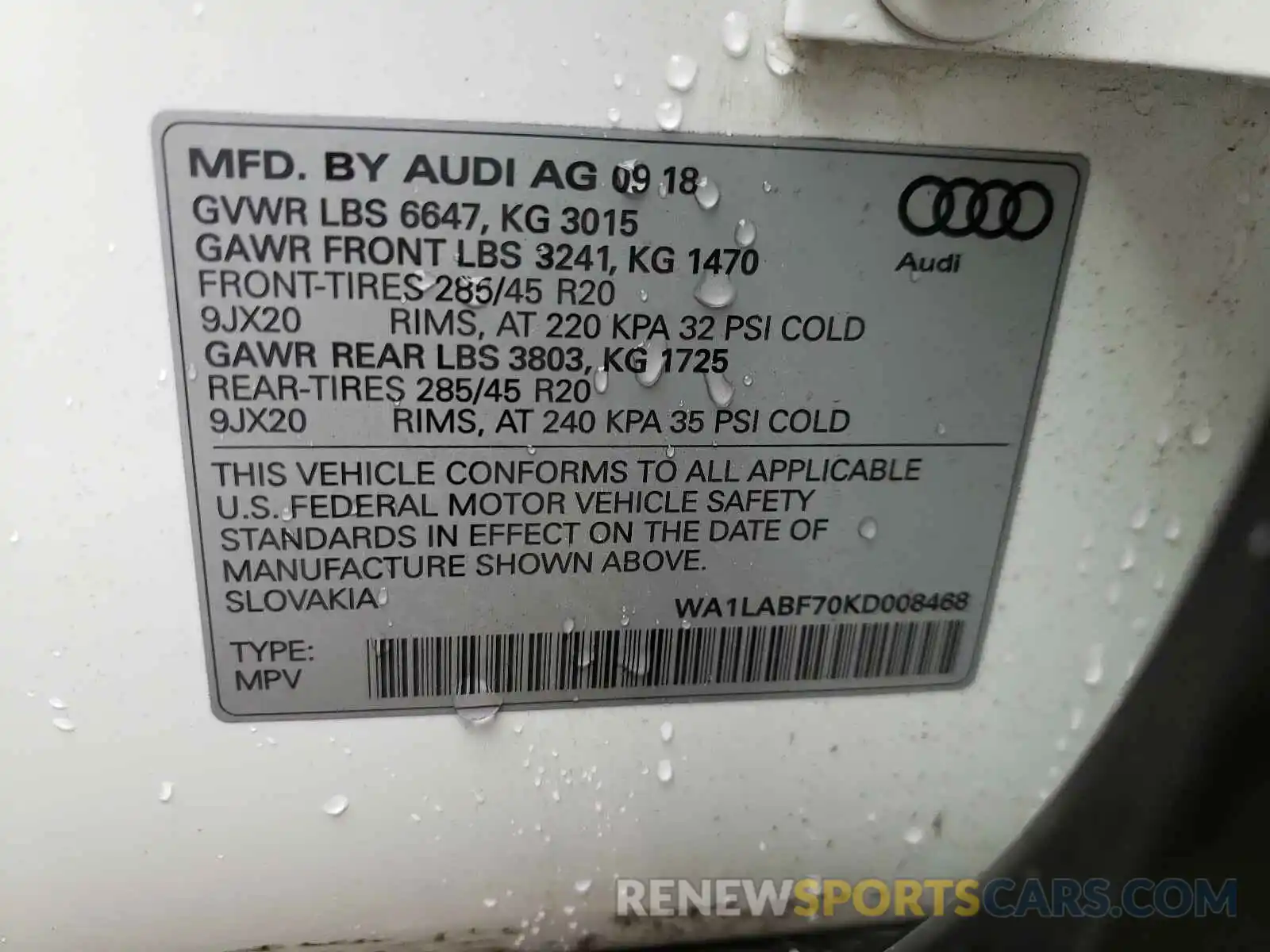 10 Фотография поврежденного автомобиля WA1LABF70KD008468 AUDI Q7 2019